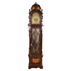 19. Jahrhundert J.W. Benson London Mahagoni Intarsien 9 Rohr Großvater Uhr