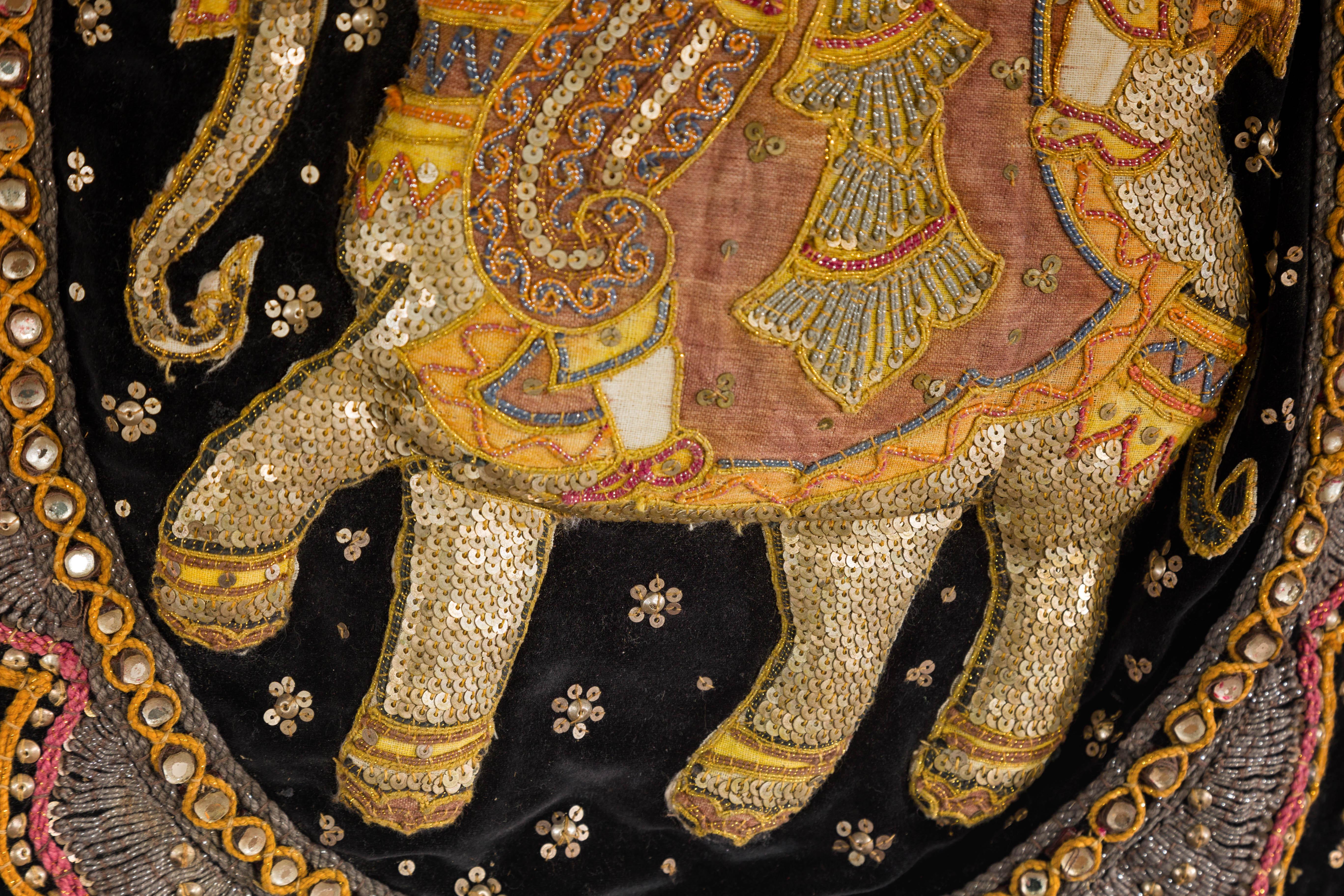 19th Century Kalaga Tapestry with Stones, Sequins and Colorful Thread For Sale 7