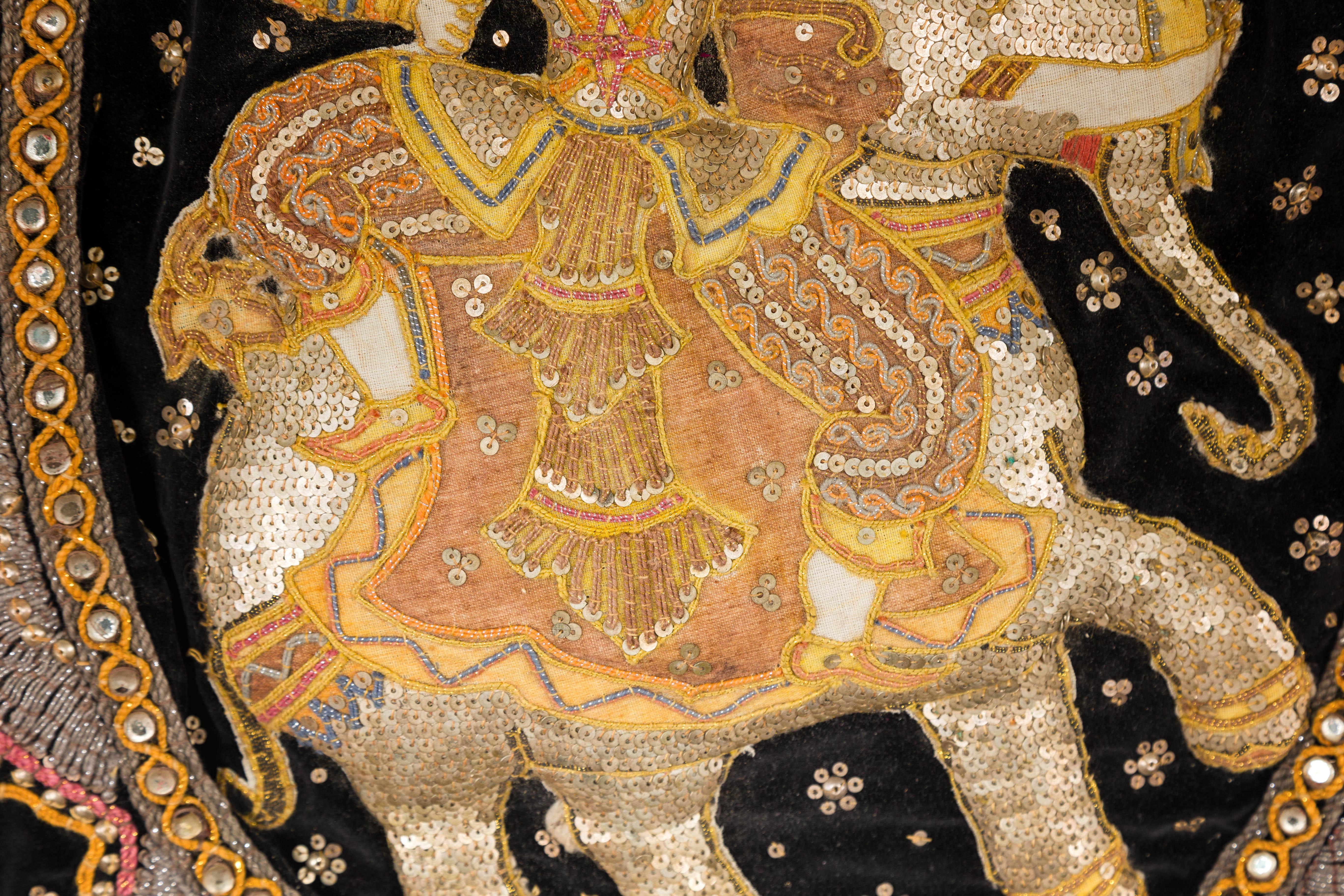 19th Century Kalaga Tapestry with Stones, Sequins and Colorful Thread For Sale 2