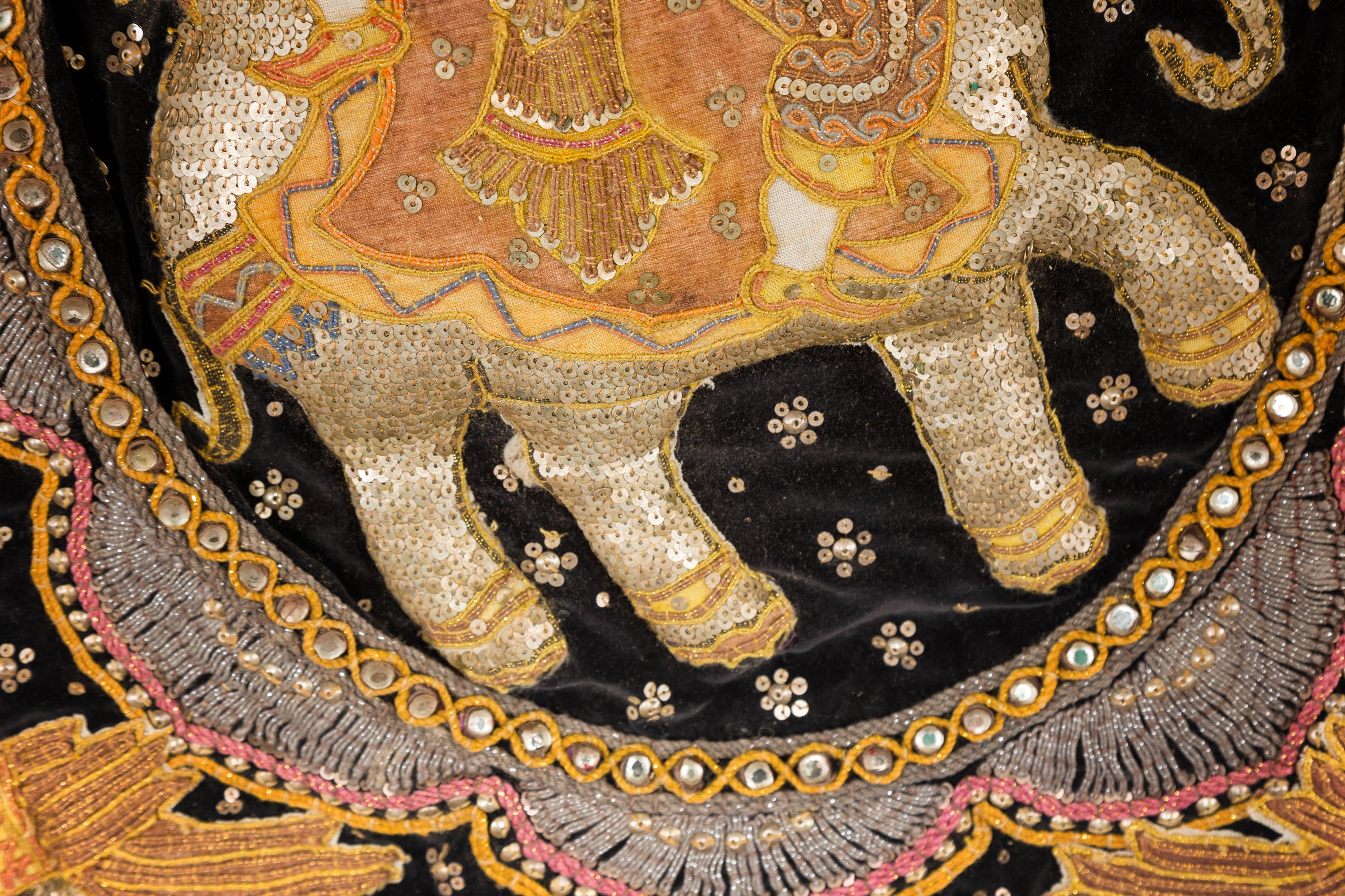 19th Century Kalaga Tapestry with Stones, Sequins and Colorful Thread For Sale 3