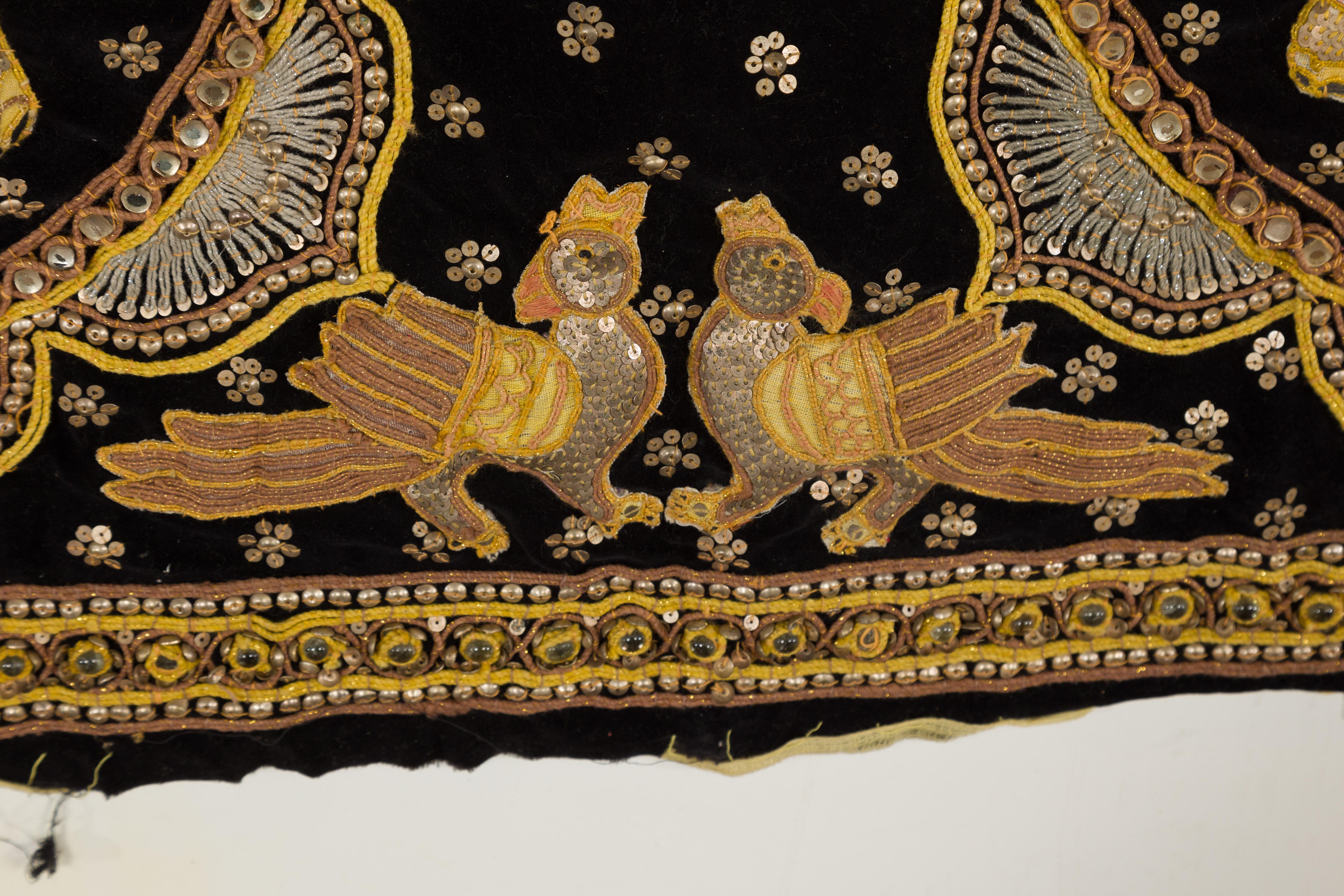 19th Century Kalaga Tapestry with Stones, Sequins and Colorful Thread For Sale 9