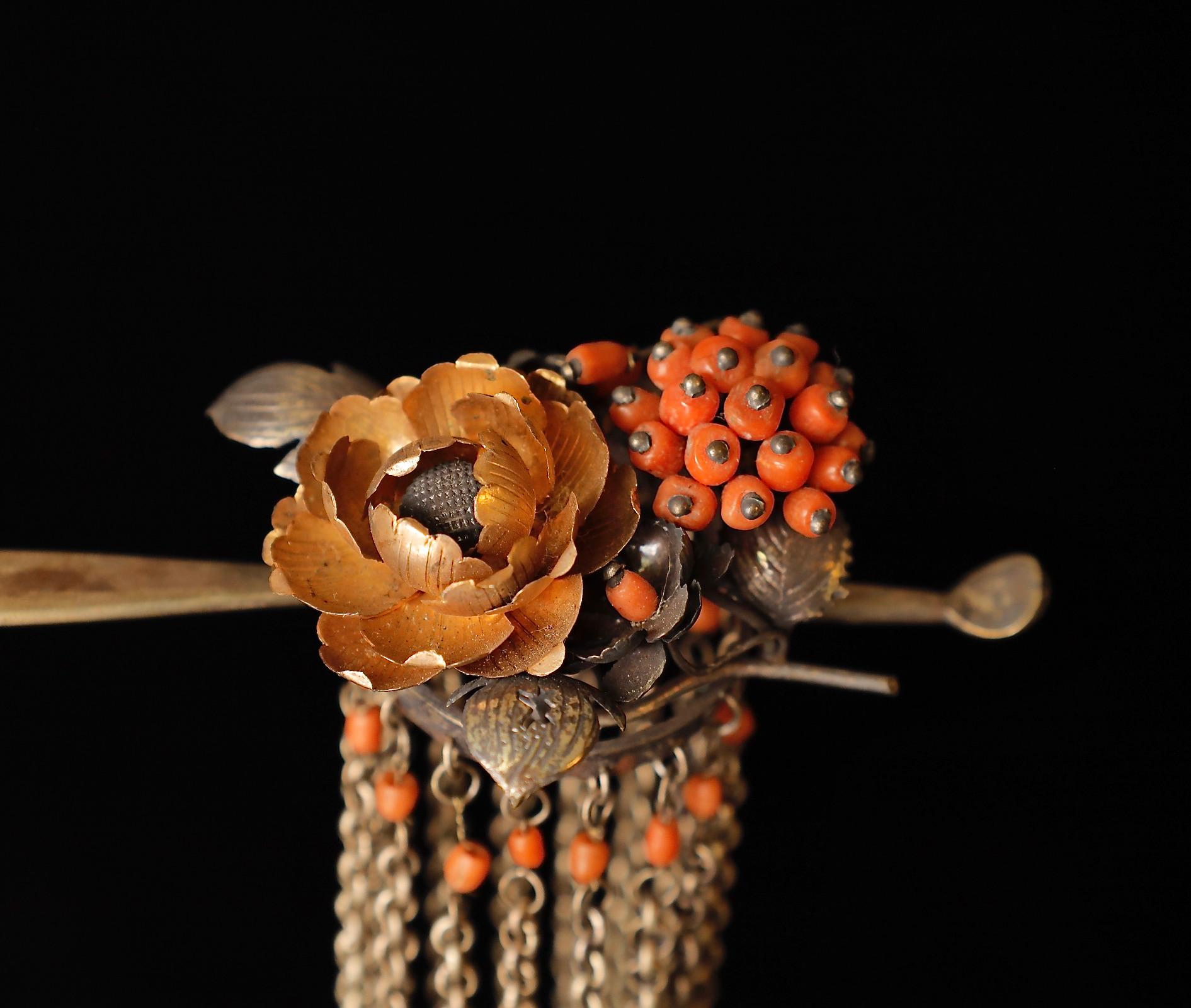 19th Century Kanzashi: Elegance Entwined For Sale 6
