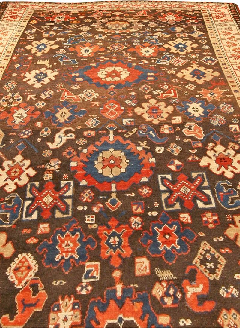 19. Jahrhundert Karabagh Bold Brown Handmade Wool Läufer
Größe: 6'9