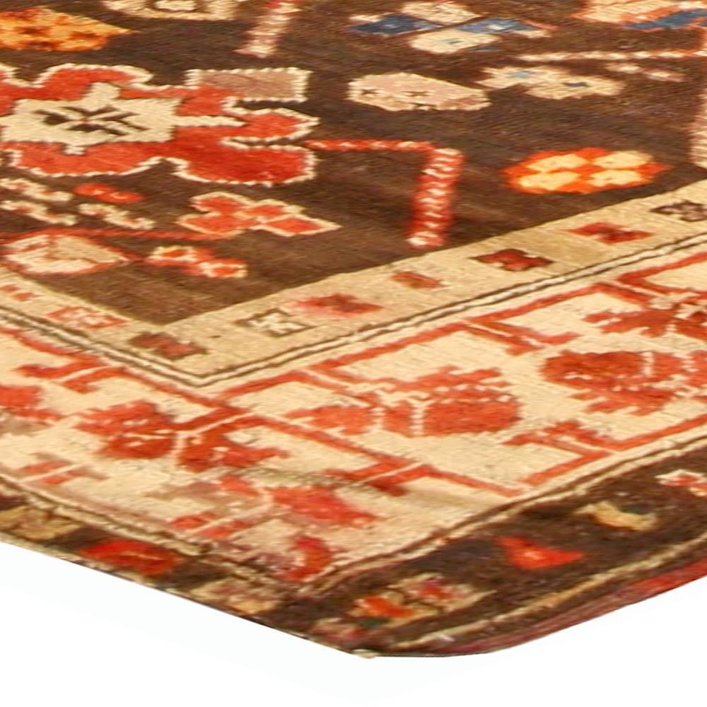 Hand-Knotted 19th Century Karabagh Bold Handmade Wool Runner For Sale