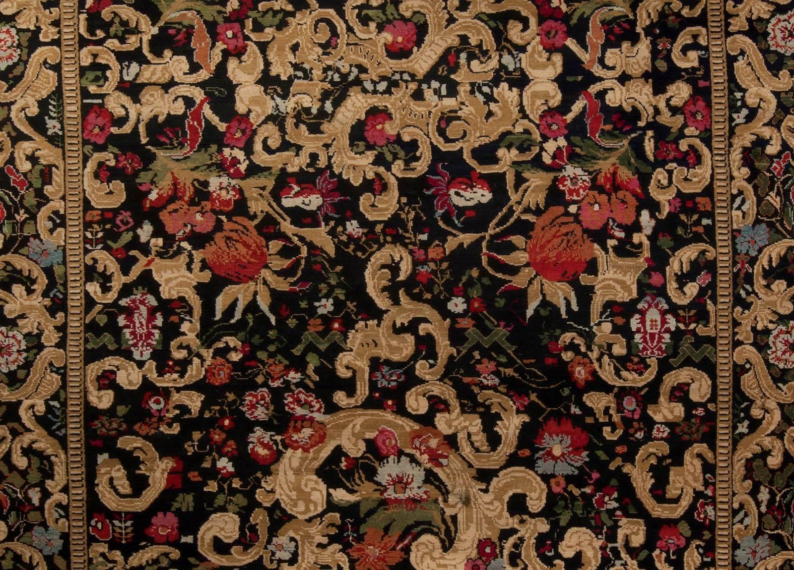 19th century Karabagh floral design handmade wool rug
Size: 8'5