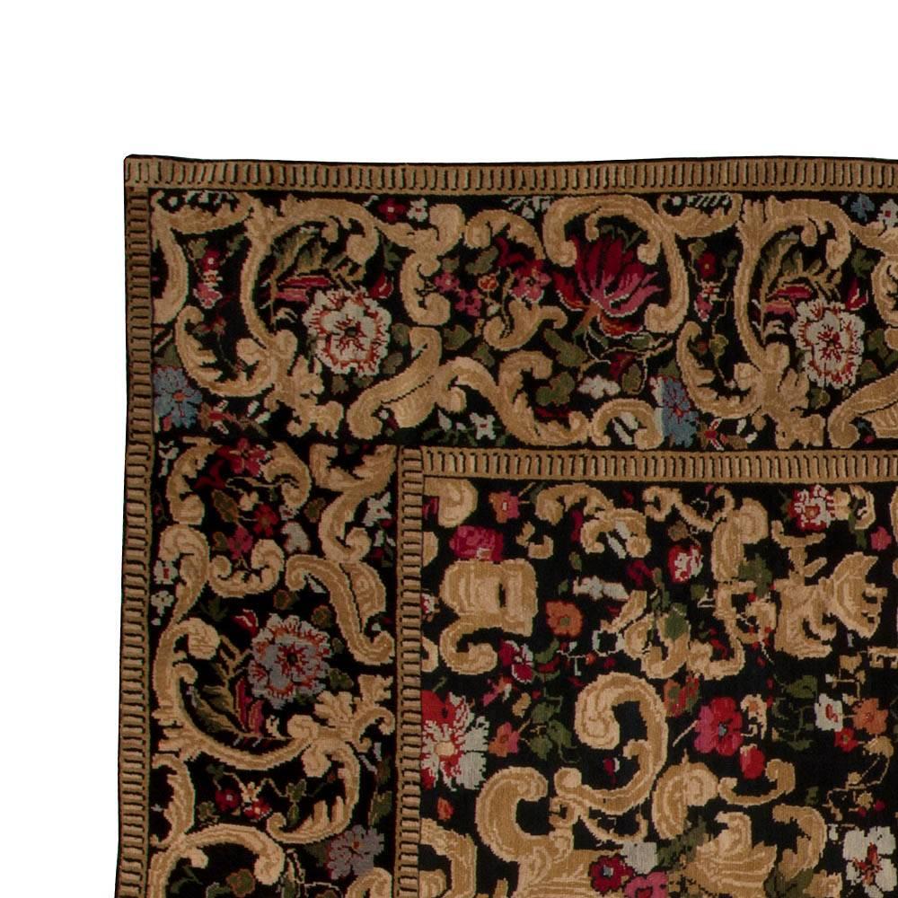Hand-Knotted 19th Century Karabagh Floral Design Handmade Rug For Sale