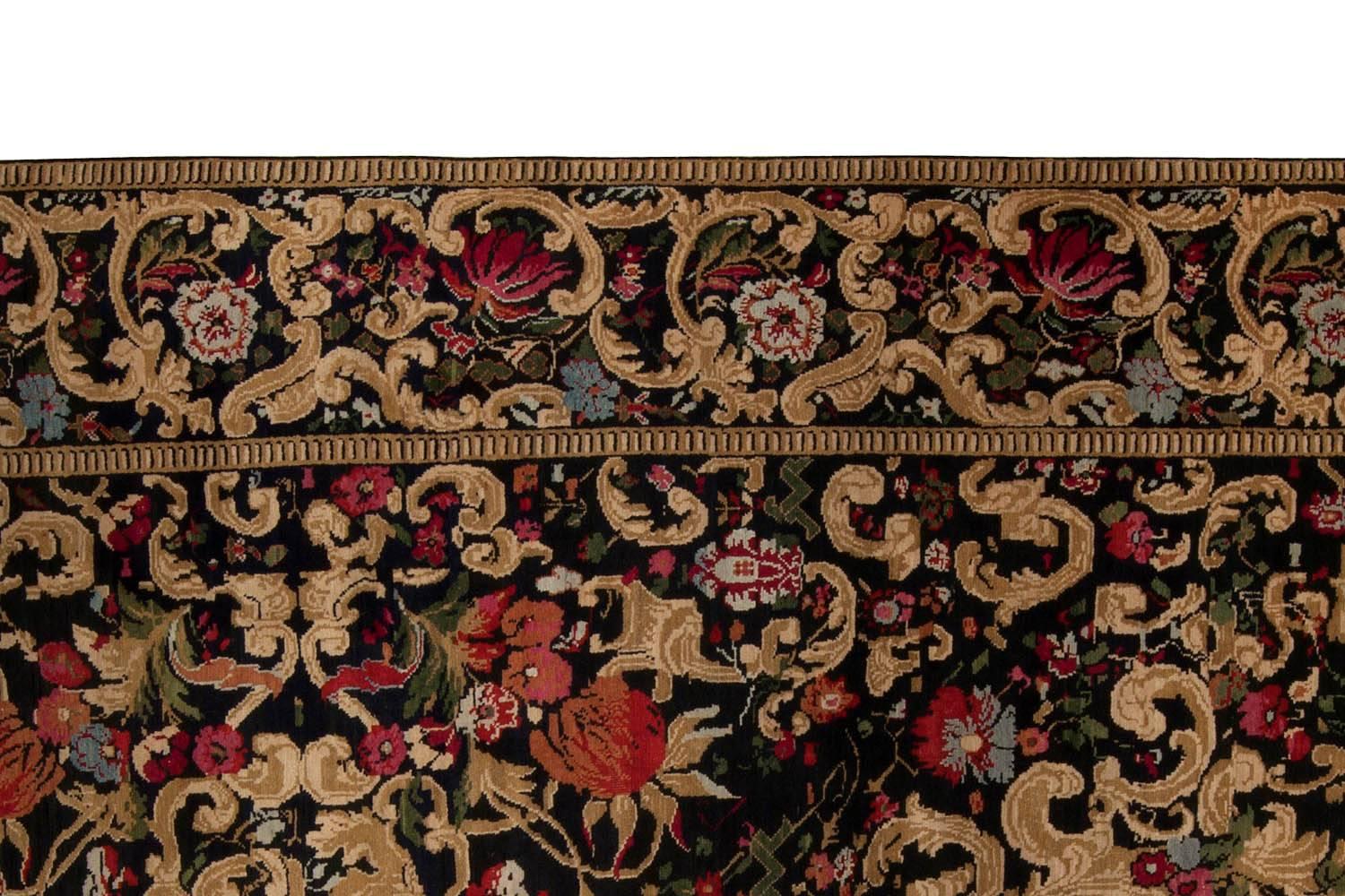 19th Century Karabagh Floral Design Handmade Rug In Good Condition For Sale In New York, NY