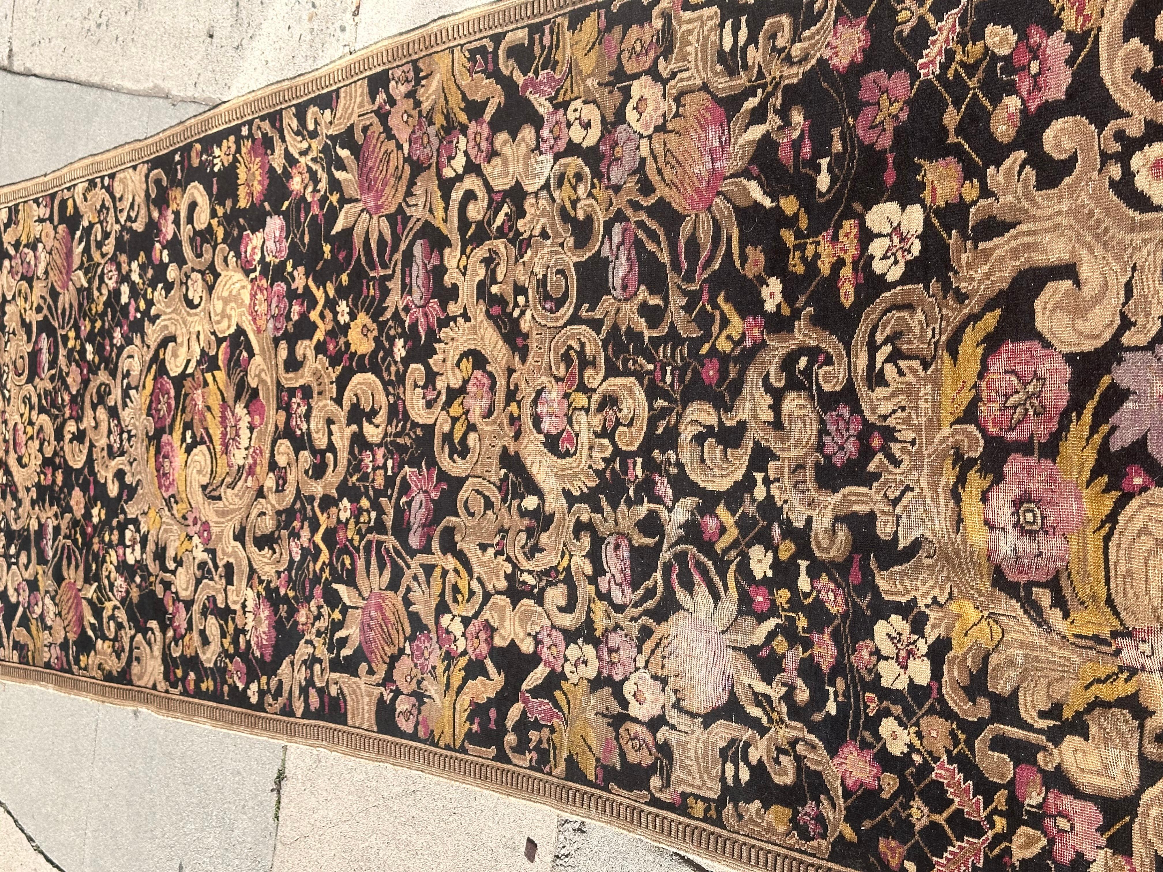 19th Century Karabagh Runner Inspired With Floral Design For Sale 1