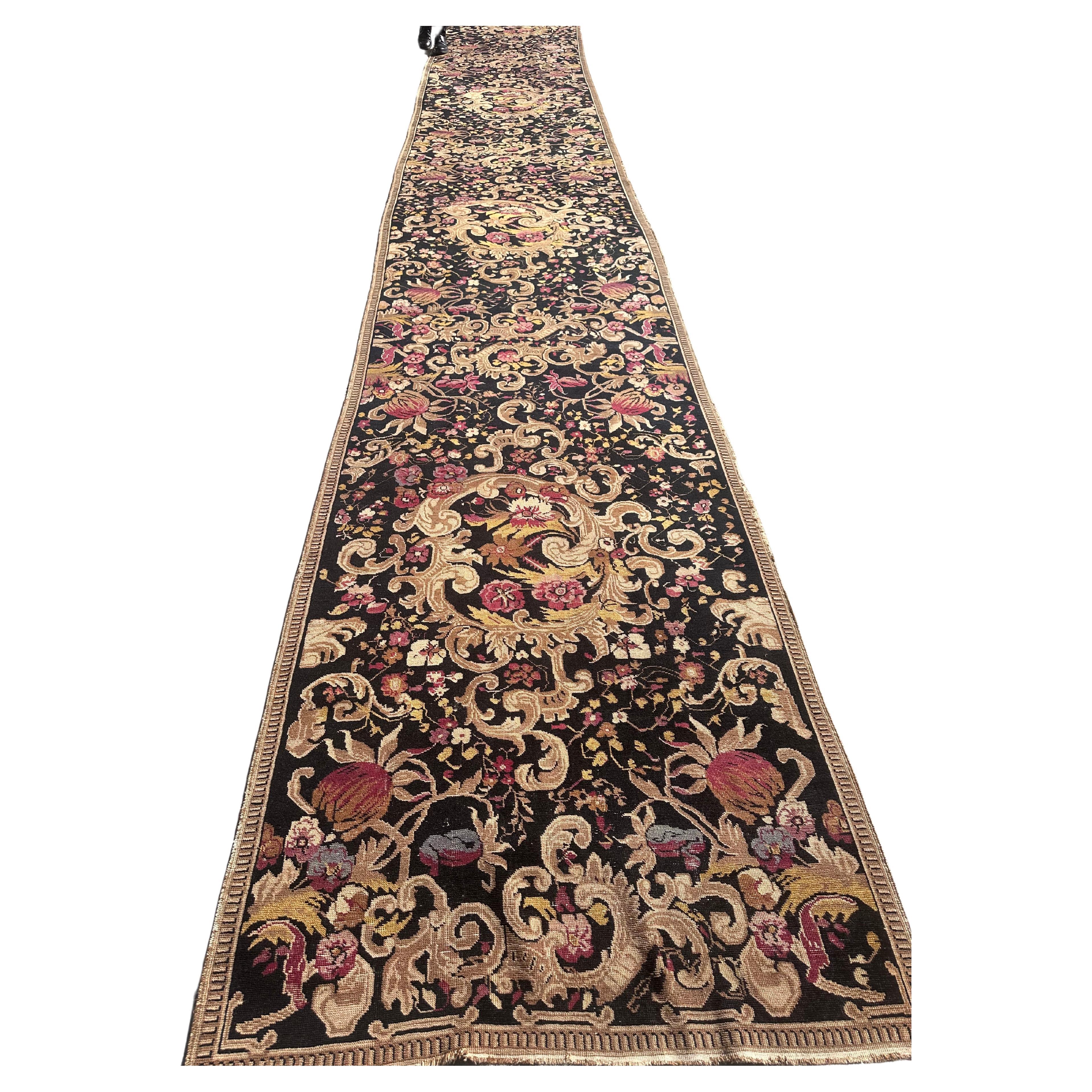 19th Century Karabagh Runner Inspired With Floral Design For Sale
