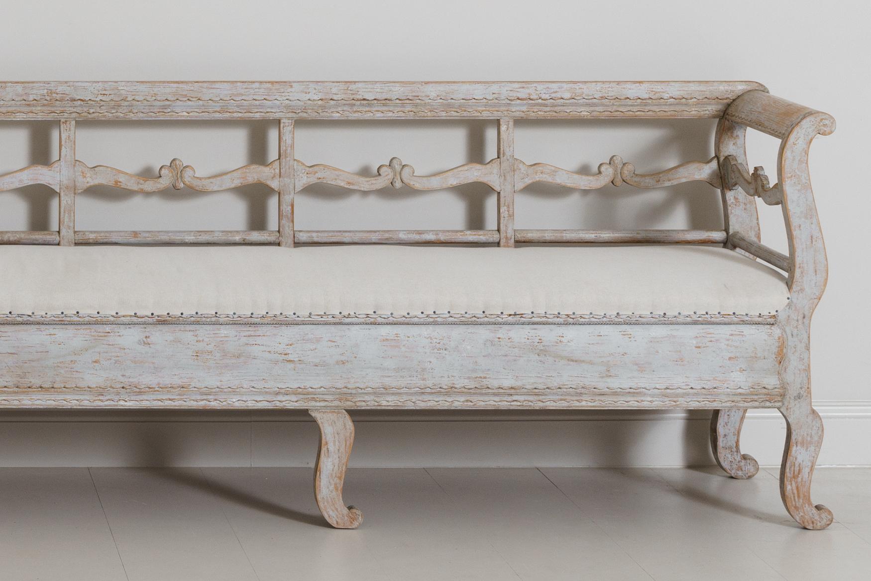 Swedish 19th Century Karl Johan Period Original Paint Long Sofa Bench