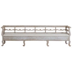 19th Century Karl Johan Period Original Paint Long Sofa Bench