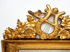 Miroir Lyre Girandoles suédois doré du 19ème siècle de Karl Johan
