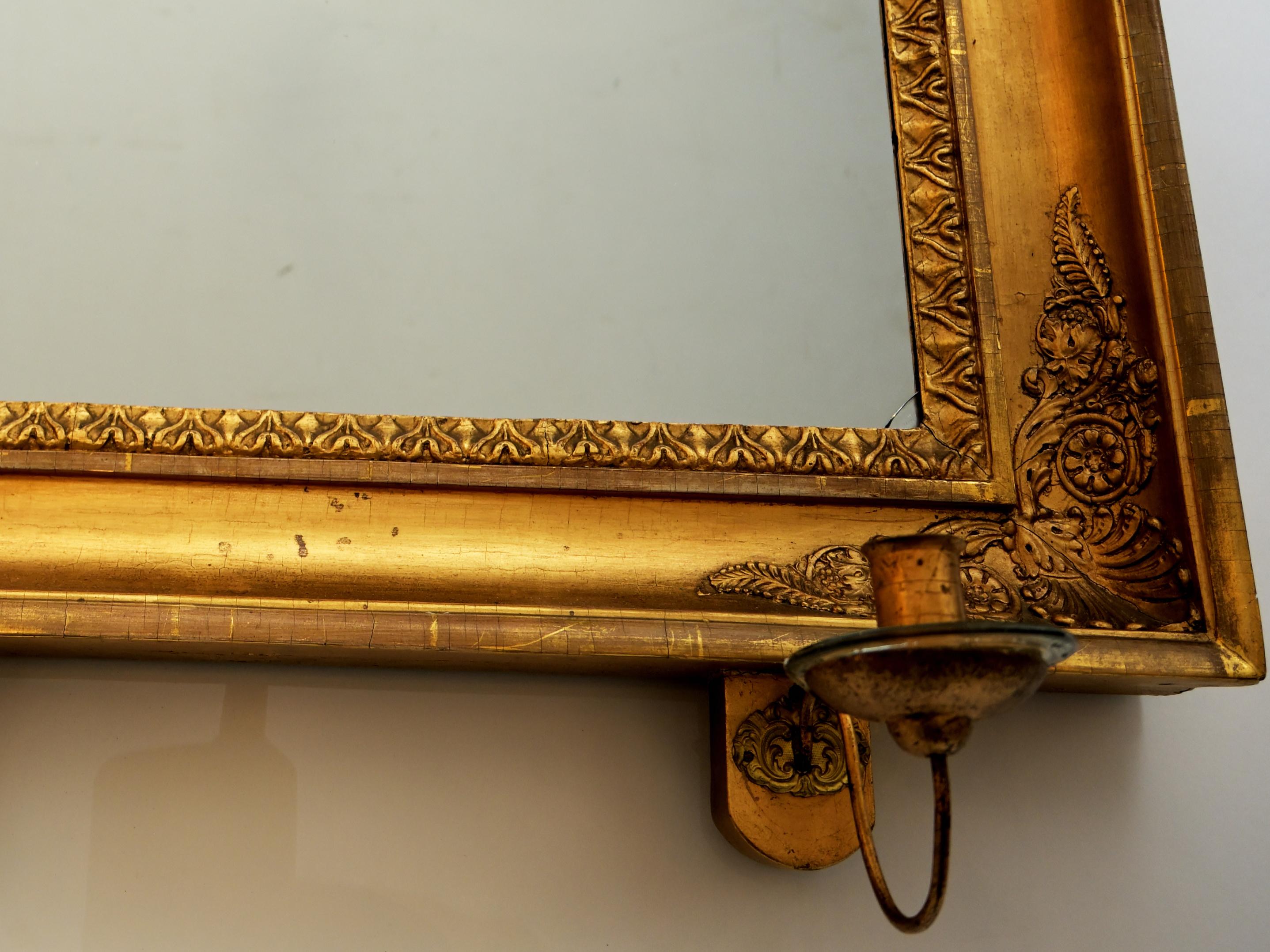 19th Century Karl Johan Swedish Gilted Lyre Girandoles Mirror 1