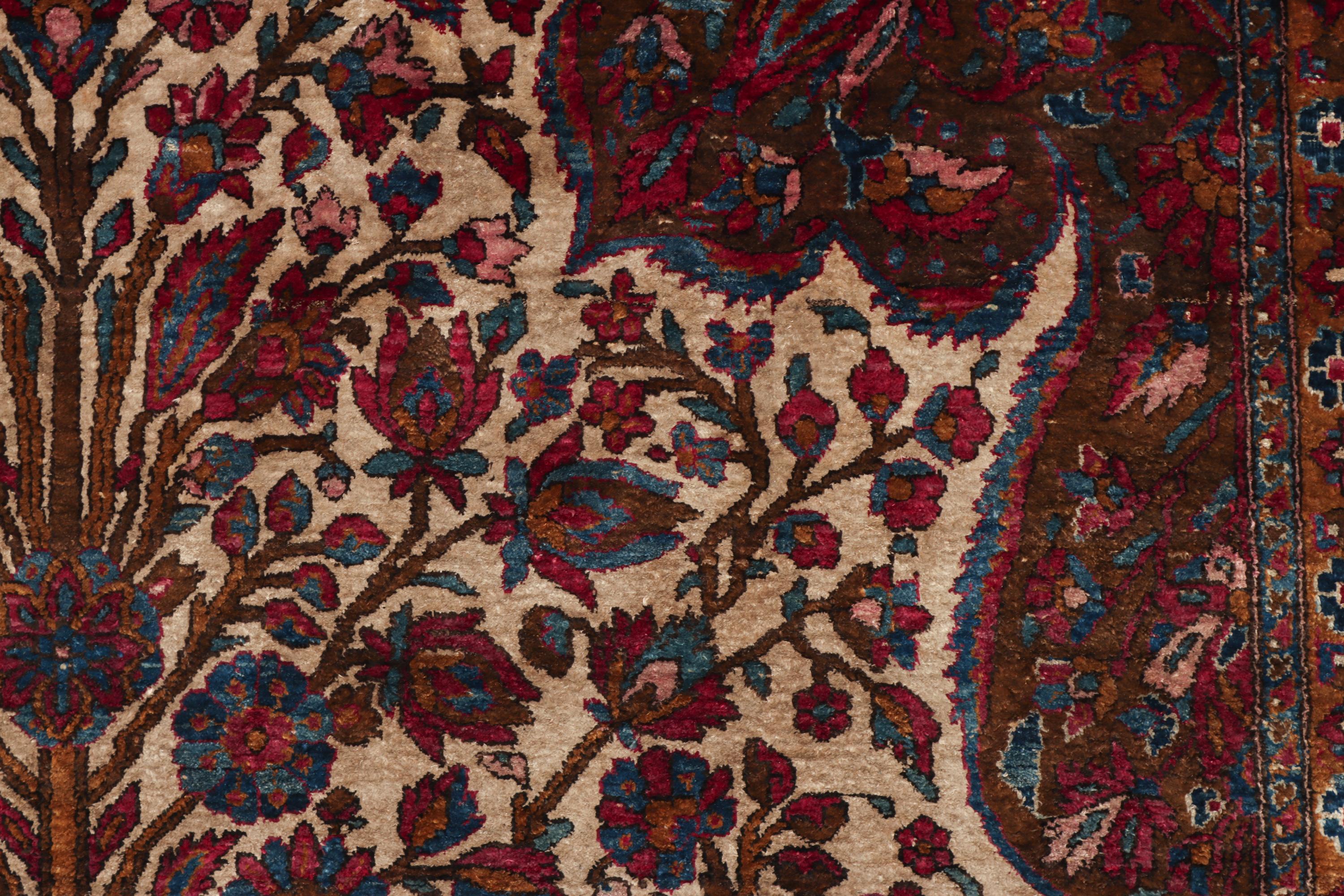 Hand-Knotted 19th Century Kashan Mothashem Silk Rug For Sale