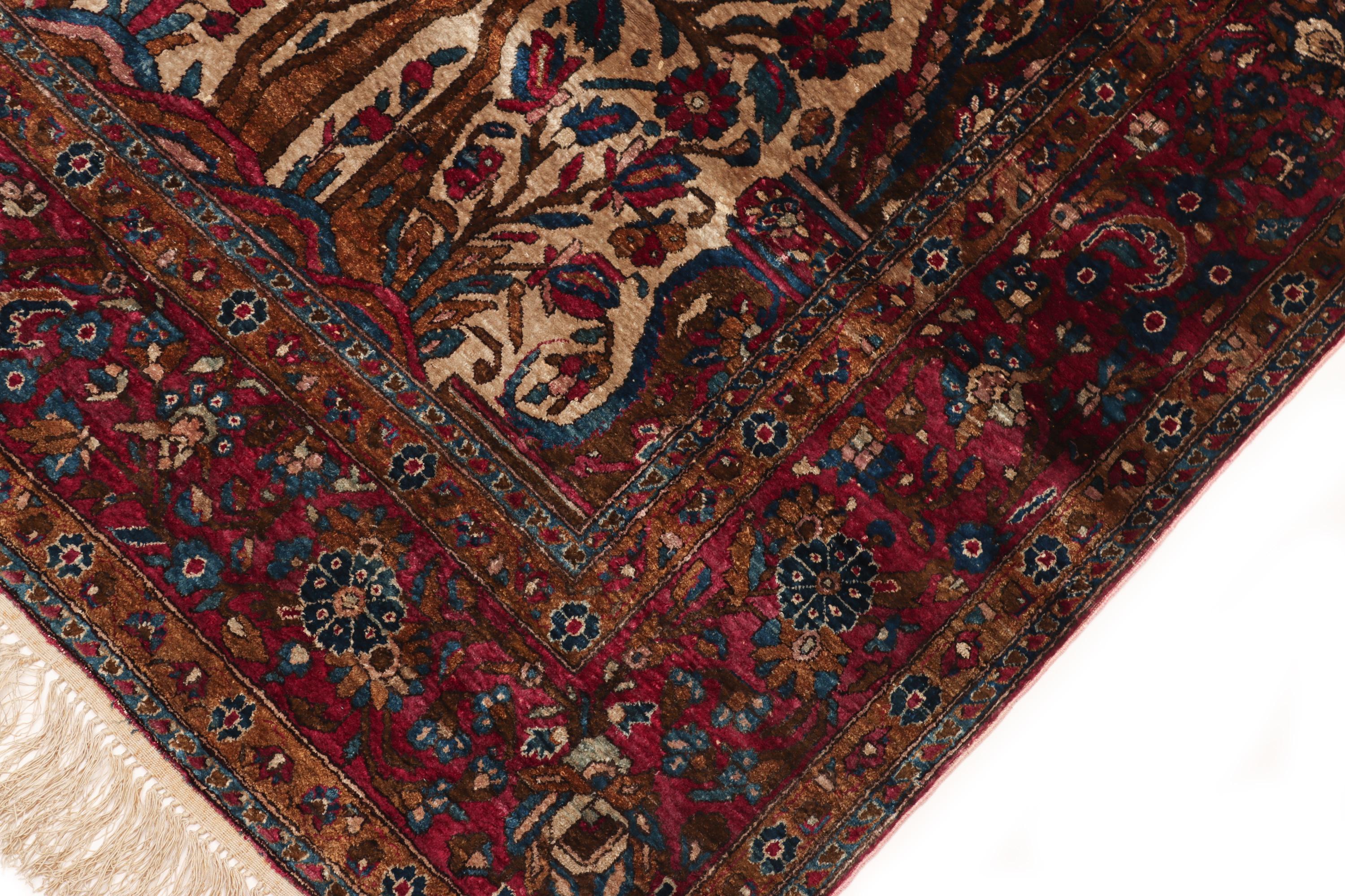 Kashan Mothashem Seidenteppich aus dem 19. Jahrhundert (Handgeknüpft) im Angebot