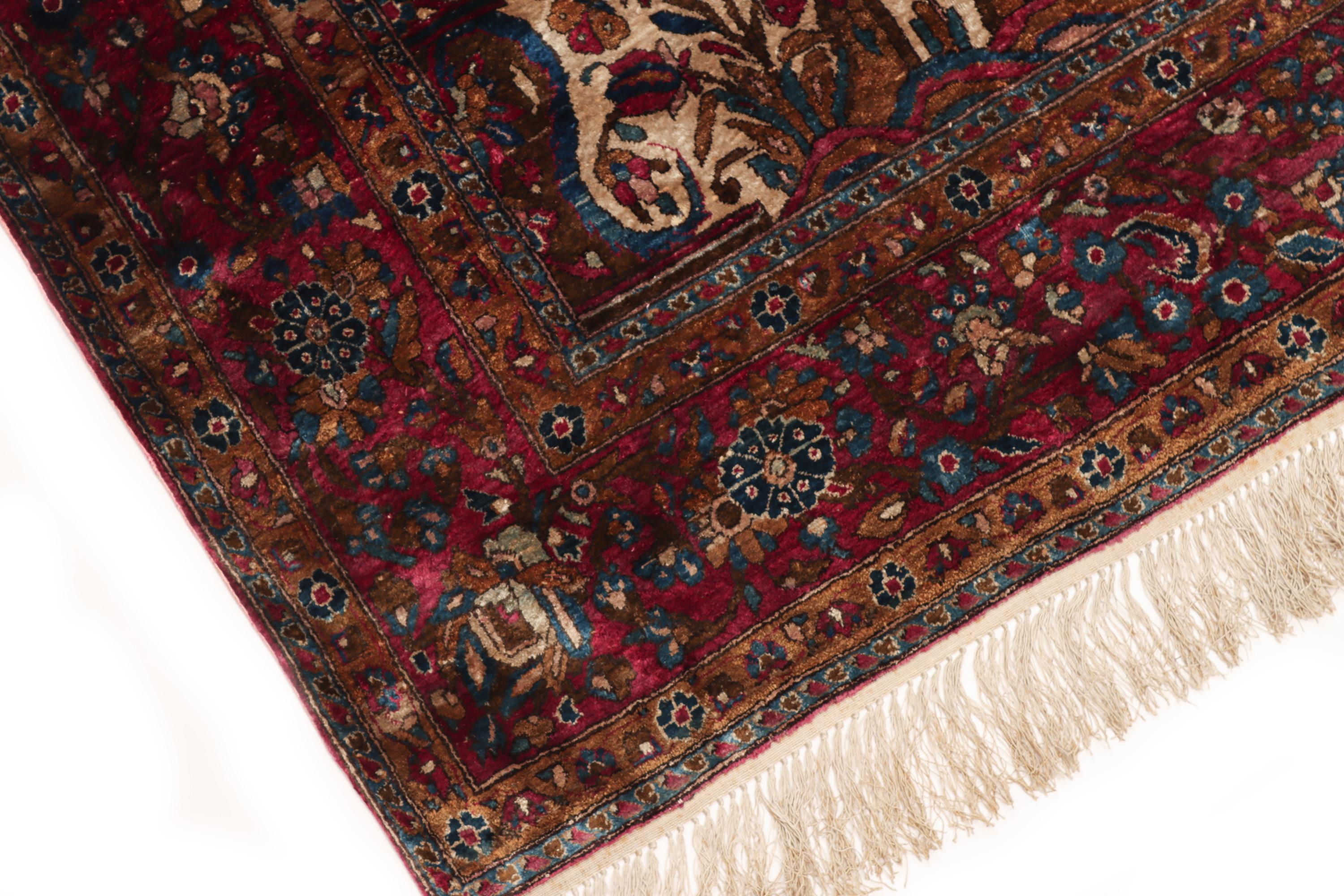 Late 19th Century 19th Century Kashan Mothashem Silk Rug For Sale