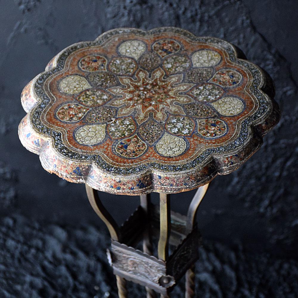 Late 19th Century 19th Century Kashmir Papier Mache Hand Painted Stand For Sale