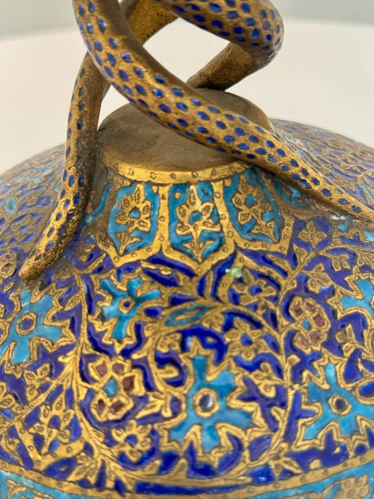 19th Century Kashmiri Enamelled Gilt Brass Cup For Sale 4