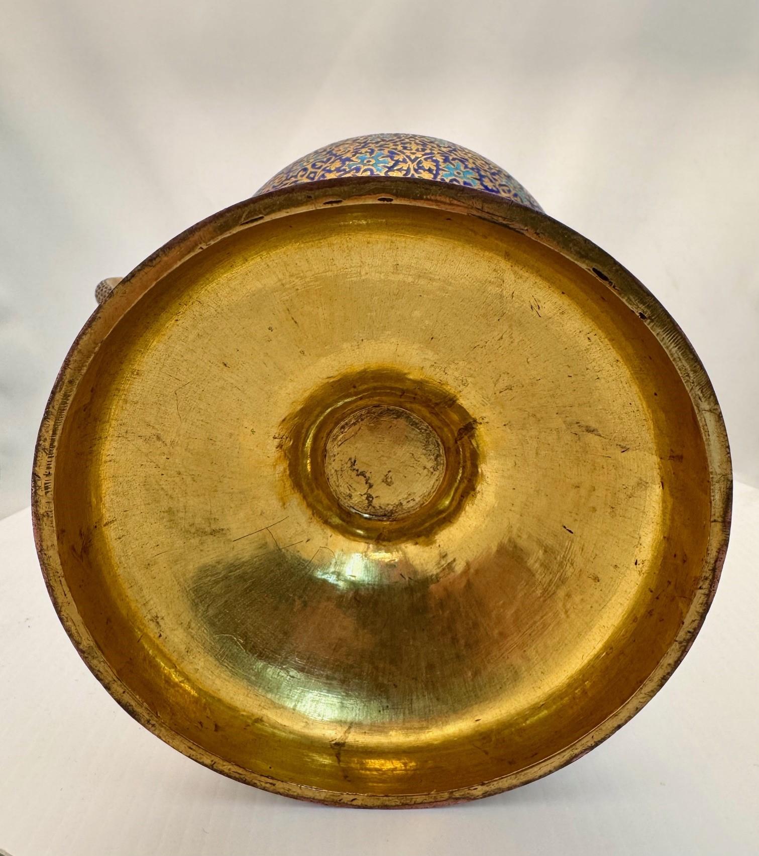 19th Century Kashmiri Enamelled Gilt Brass Cup For Sale 5