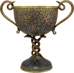 19th Century Kashmiri Enamelled Gilt Brass Cup