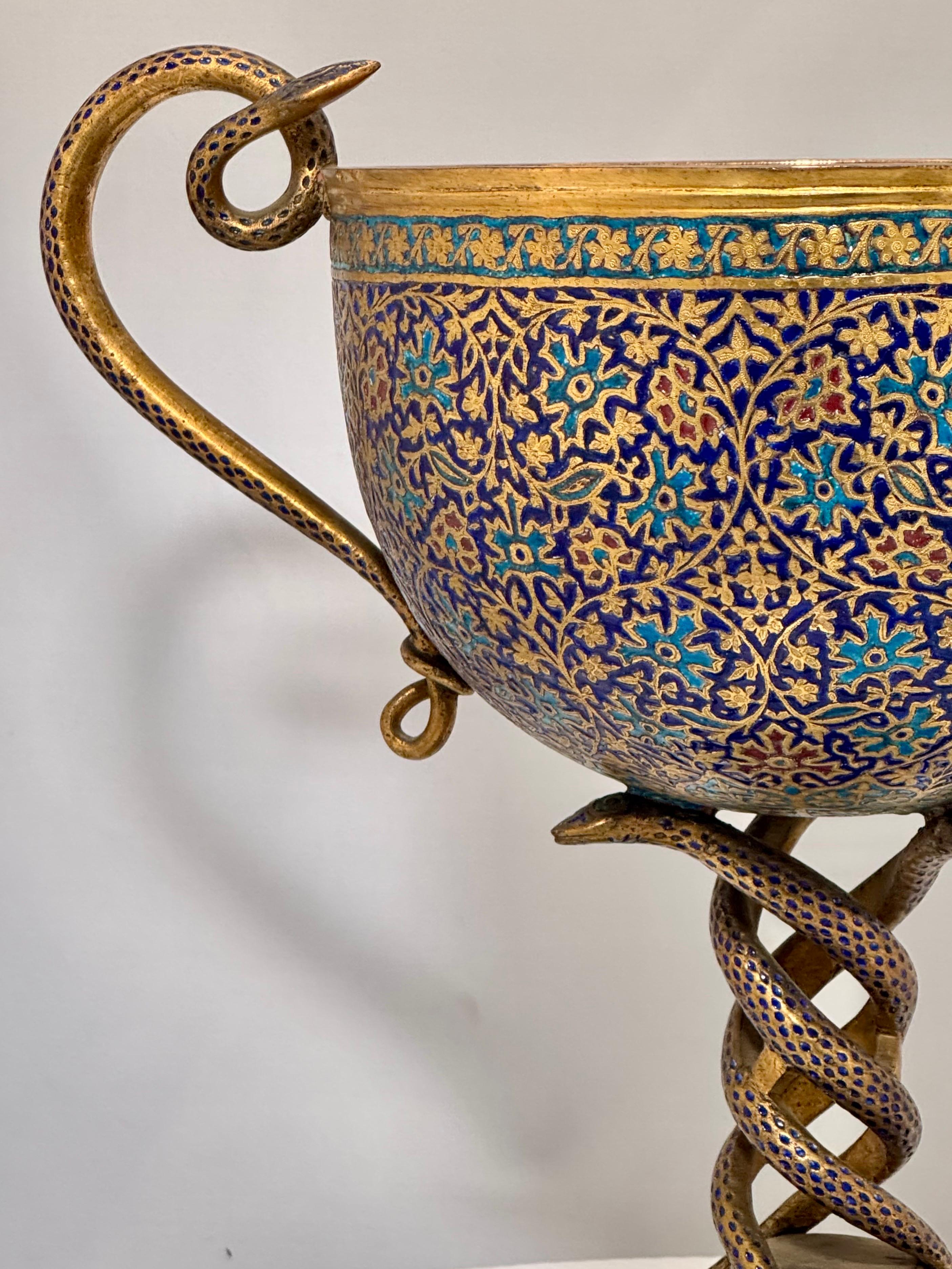 Indian 19th Century Kashmiri Enamelled Gilt Brass Cup For Sale