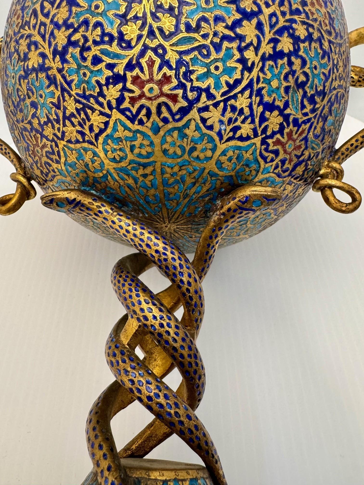 19th Century Kashmiri Enamelled Gilt Brass Cup For Sale 1