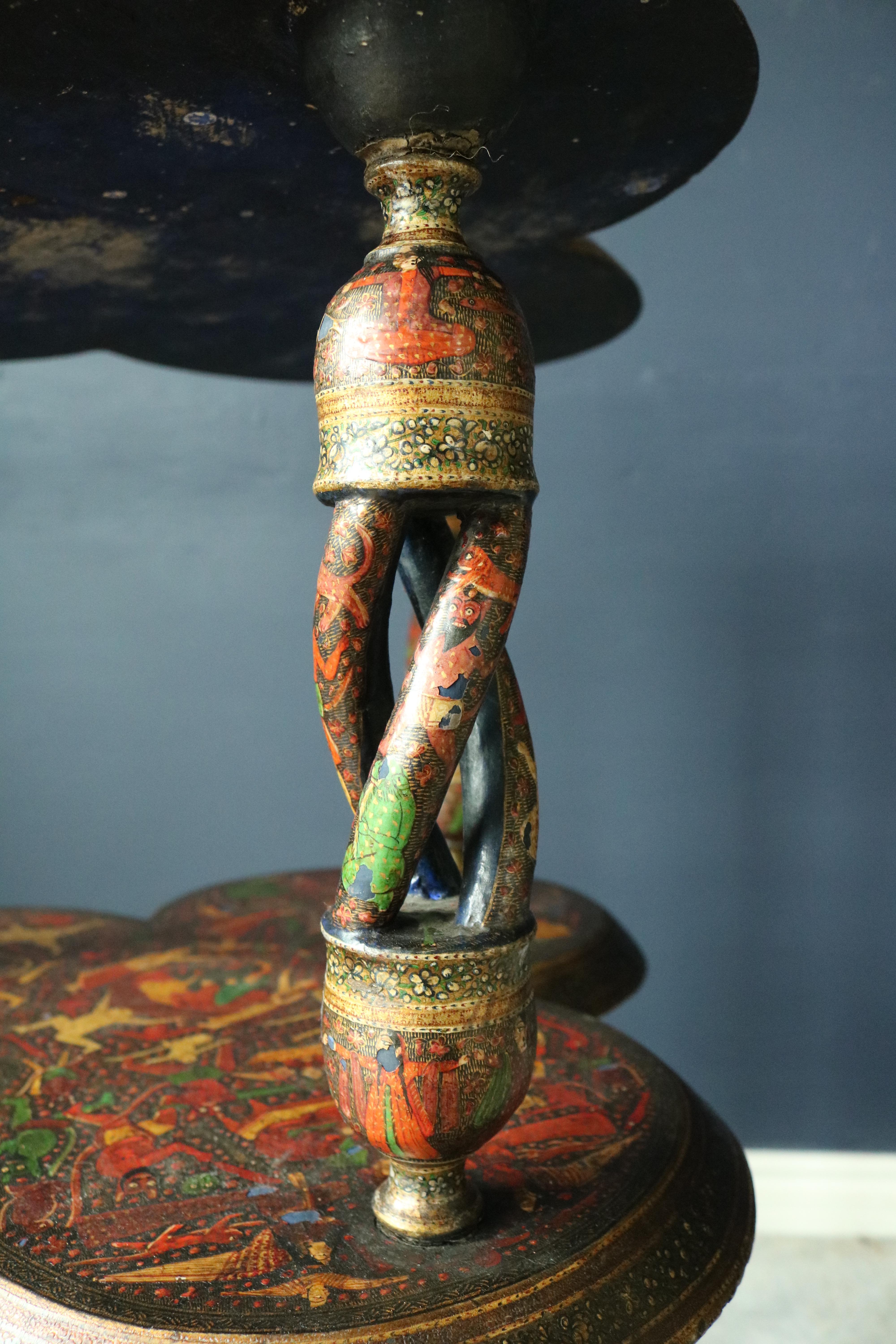 19th Century Kashmiri Polychrome Lacquered Table 4