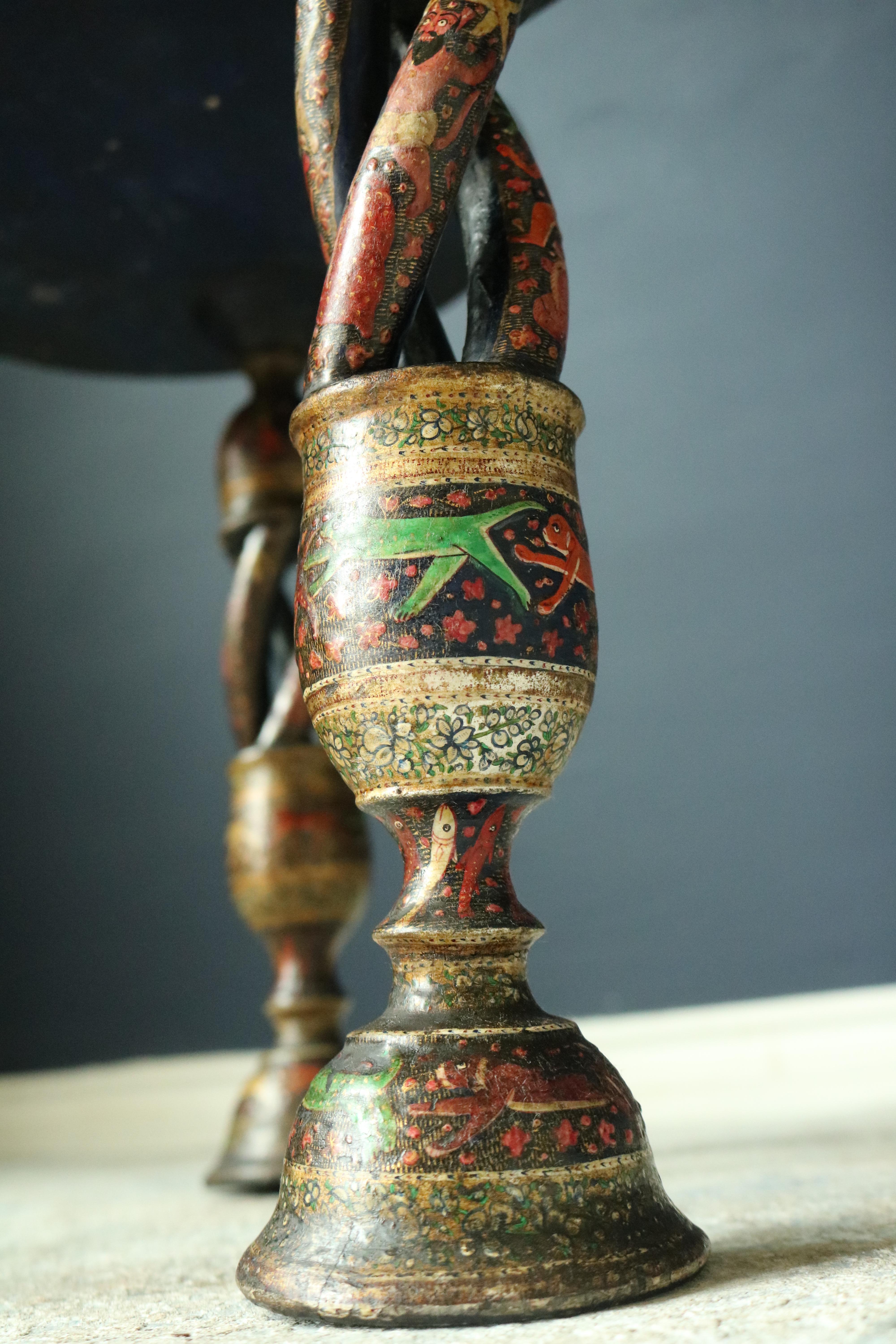 19th Century Kashmiri Polychrome Lacquered Table 6