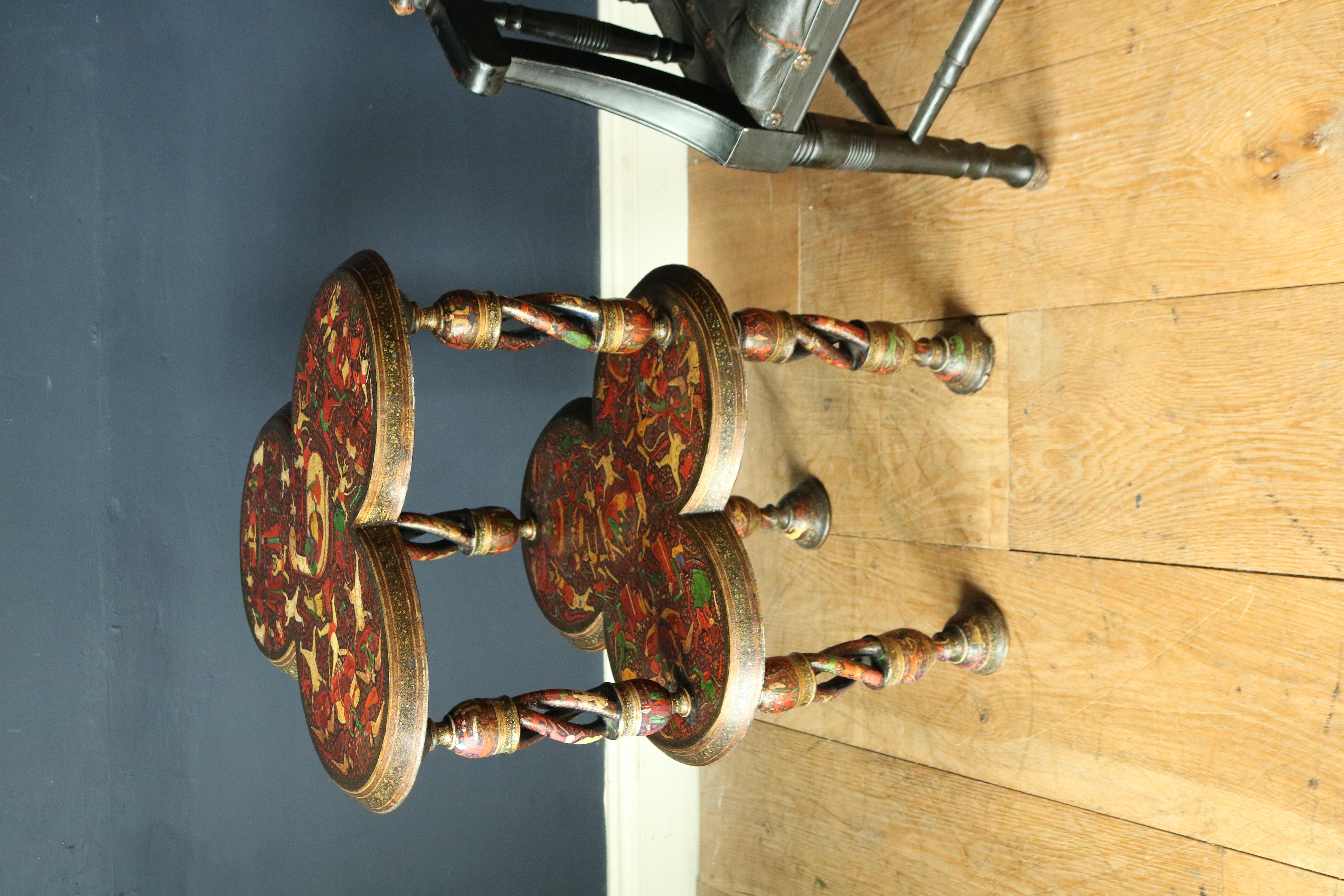 19th Century Kashmiri Polychrome Lacquered Table 9