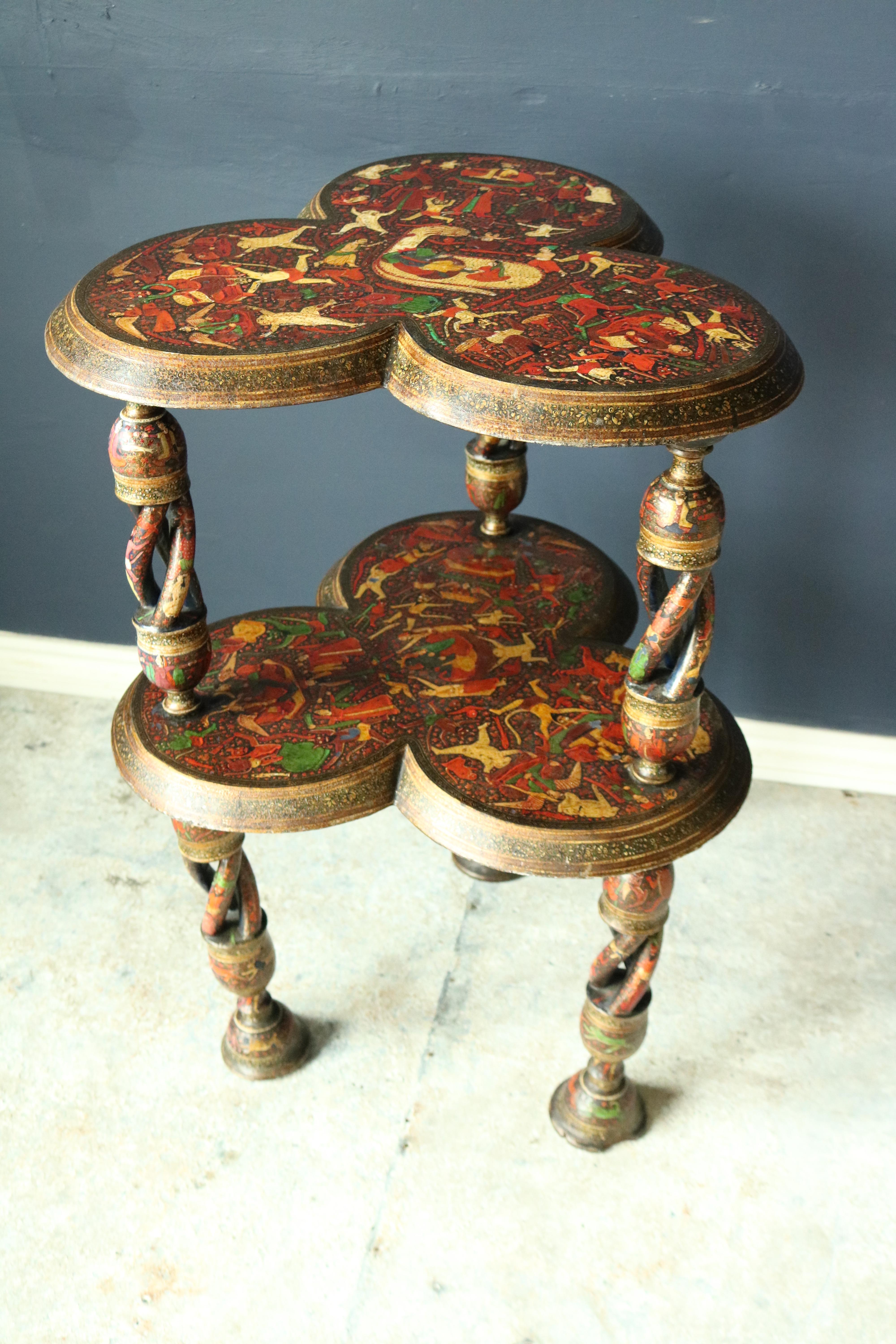 19th Century Kashmiri Polychrome Lacquered Table In Good Condition In Gloucestershire, GB