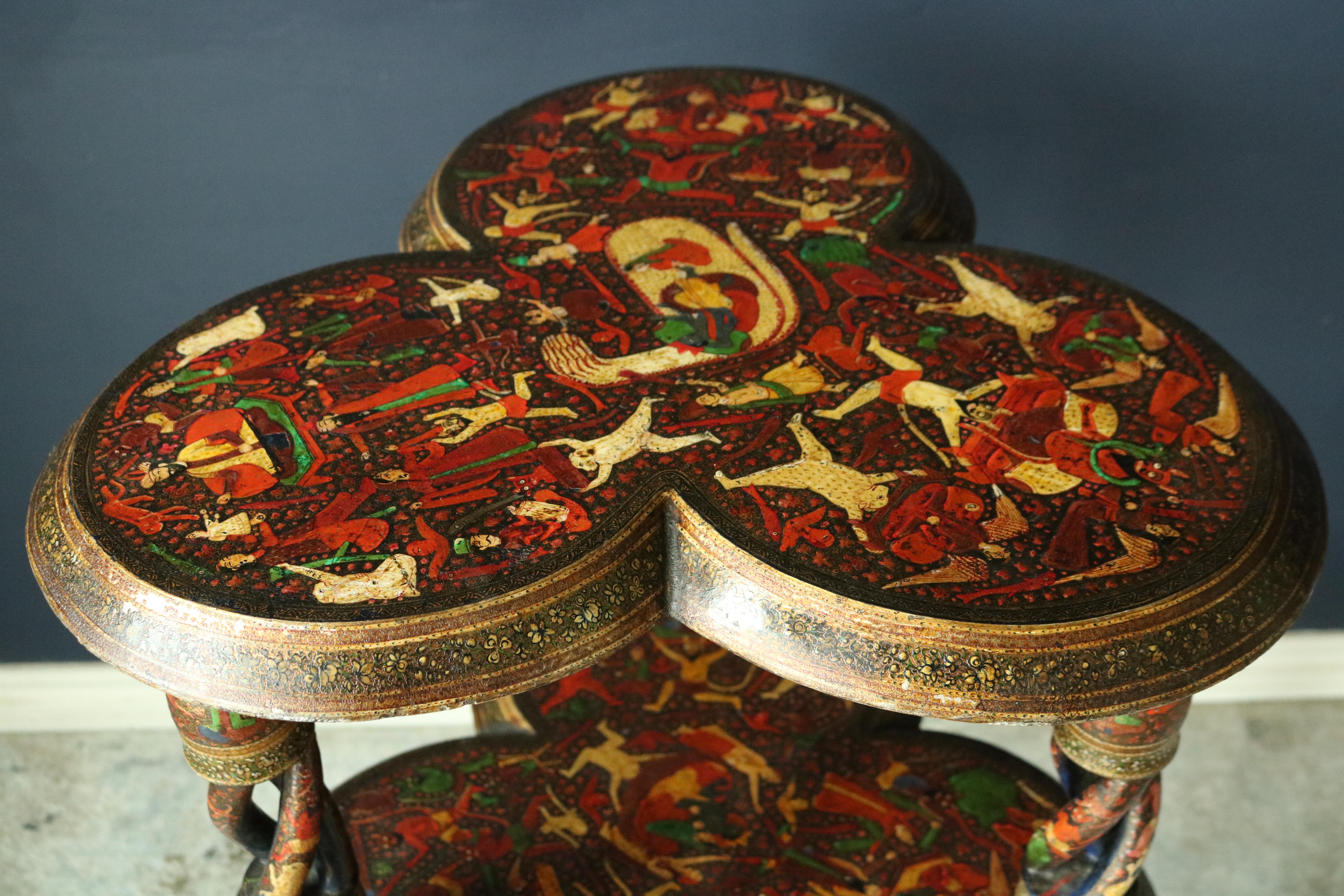 19th Century Kashmiri Polychrome Lacquered Table 2