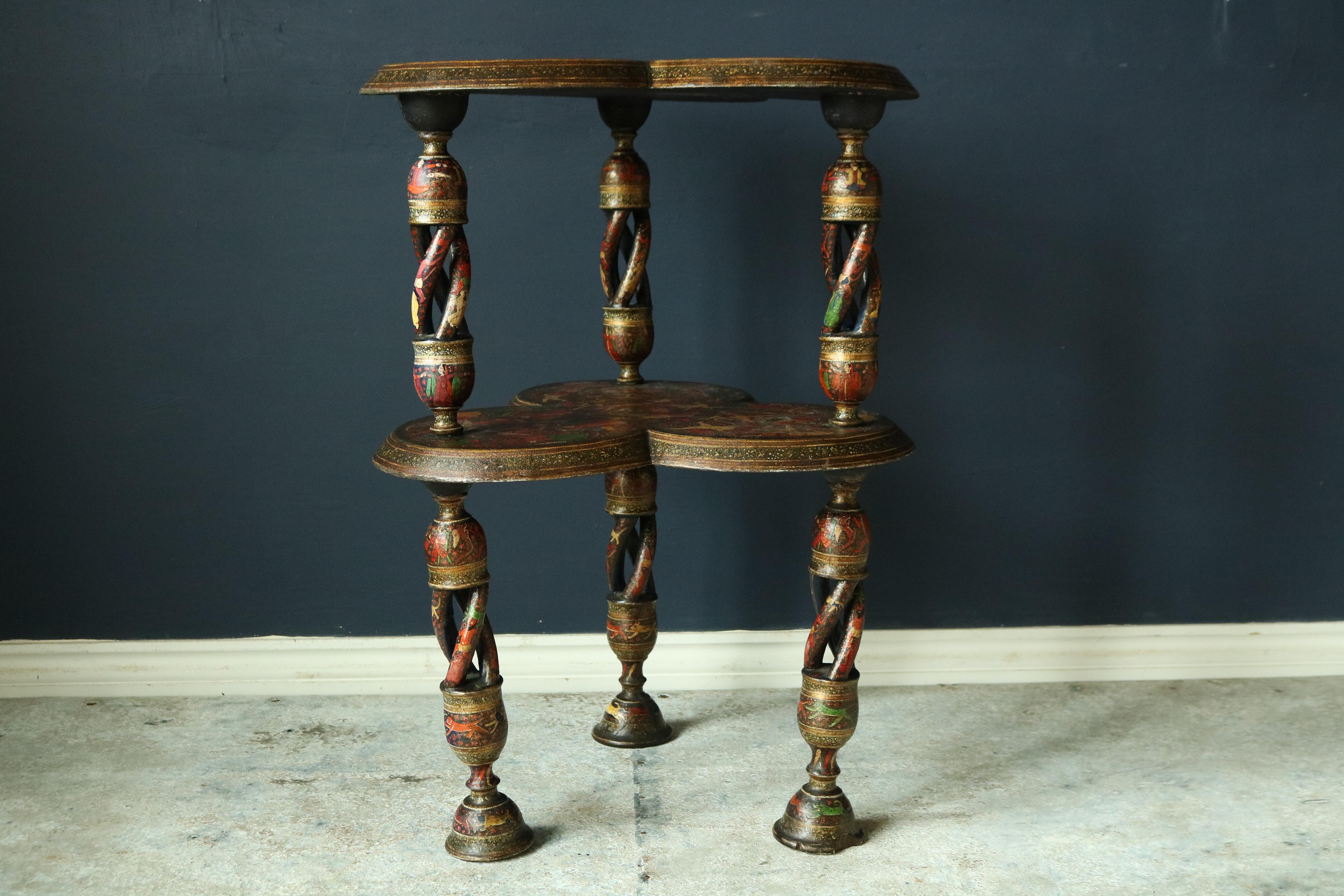 19th Century Kashmiri Polychrome Lacquered Table 3