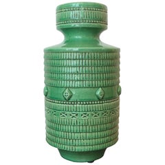 19th Century Kelly Green Vase with a Crackle Finish Glaze