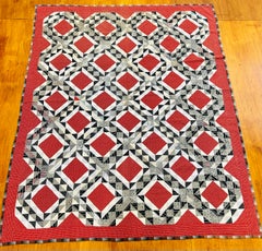 Quilt „Ocean Waves“ aus Kentucky aus dem 19. Jahrhundert mit Rückseite im Stil der Ästhetischen Bewegung, um 1890