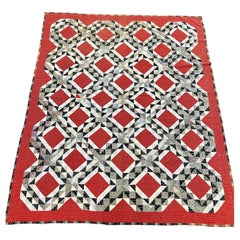 Quilt „Ocean Waves“ aus Kentucky aus dem 19. Jahrhundert mit Rückseite im Stil der Ästhetischen Bewegung, um 1890