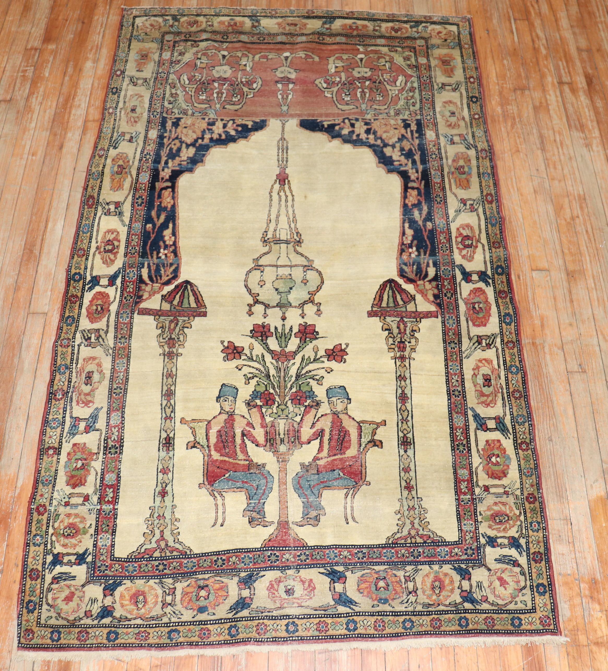 19th Century Kerman Pictorial Rug For Sale 3
