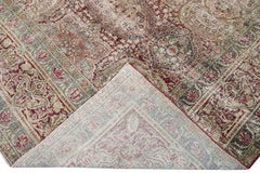 19th Century Kerman Shabby Chic Handmade Red Wool Rug