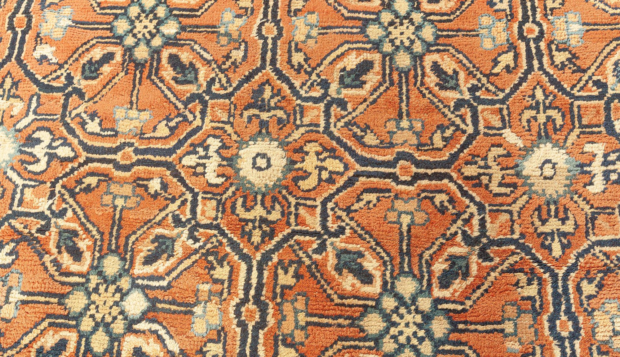 19th century central Asian Khotan samarkand handwoven wool carpet
Size: 12'1