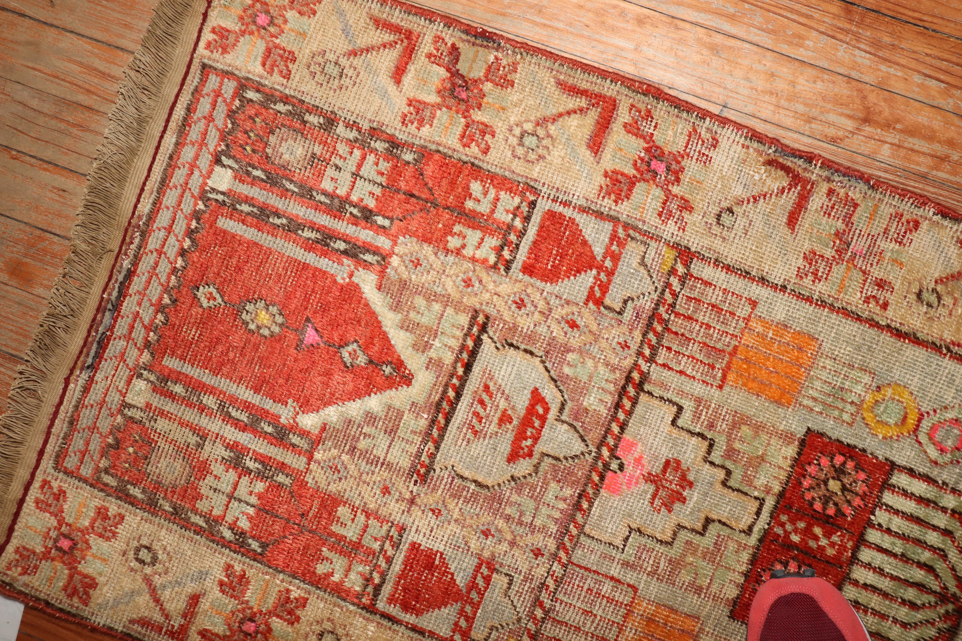 Hand-Knotted 19th Century Khotan Throw Rug For Sale