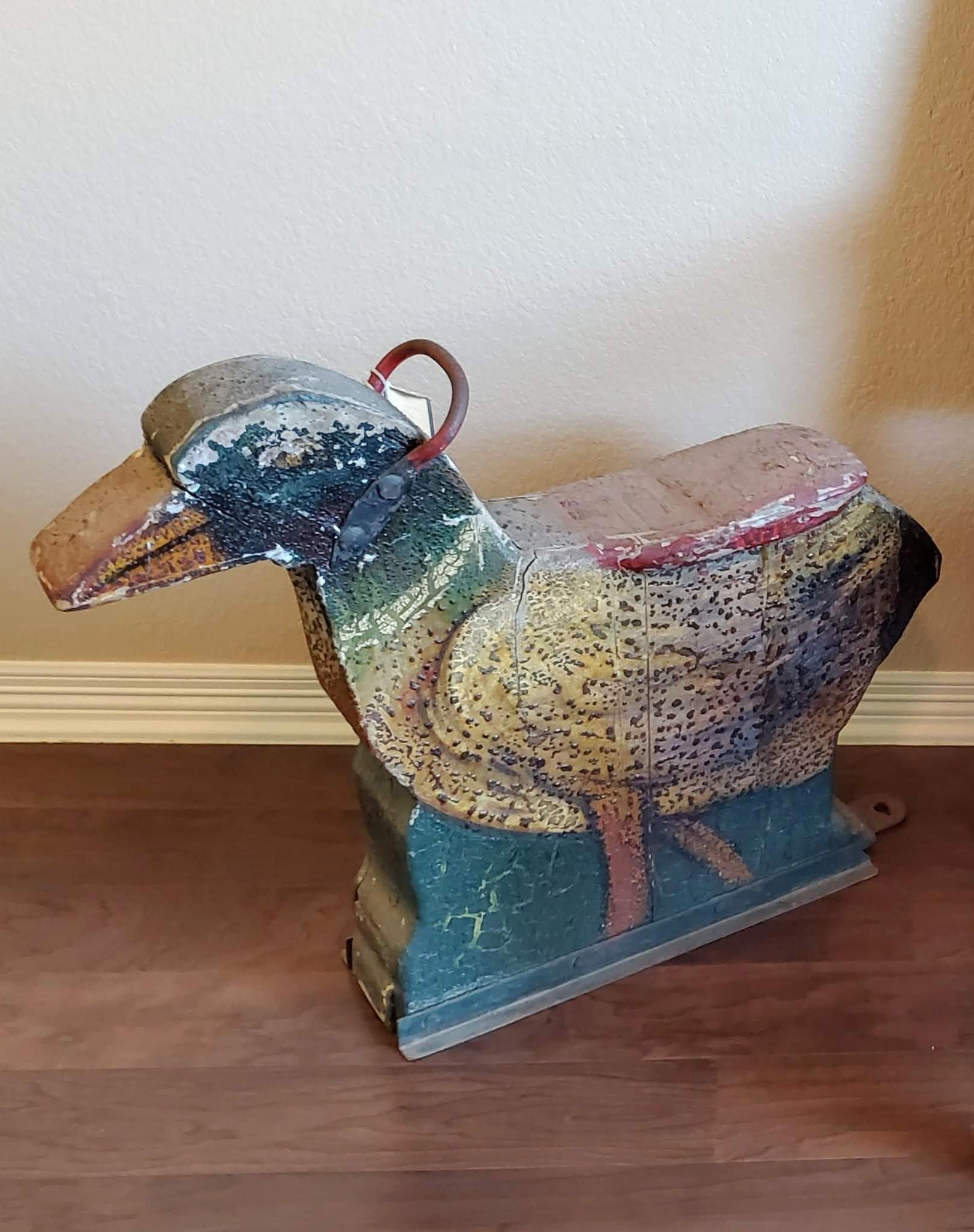 Rara figura di uccello da giostra per bambini antica Carnevale Folk Art in vendita 3