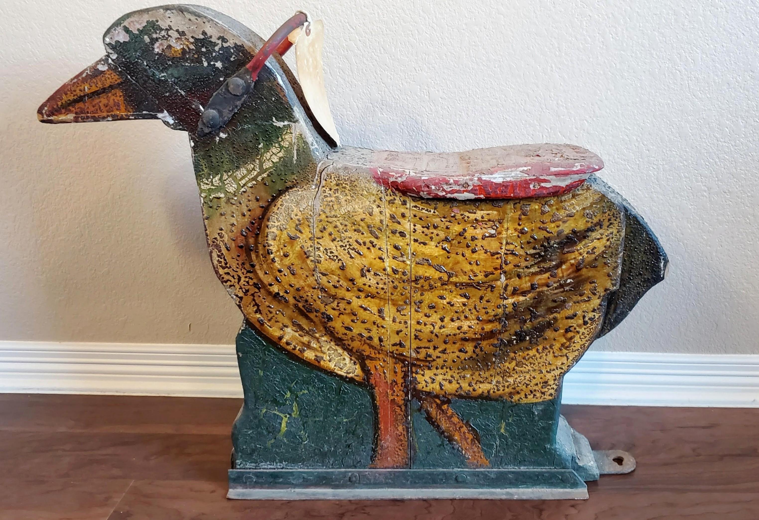 XIX secolo Rara figura di uccello da giostra per bambini antica Carnevale Folk Art in vendita