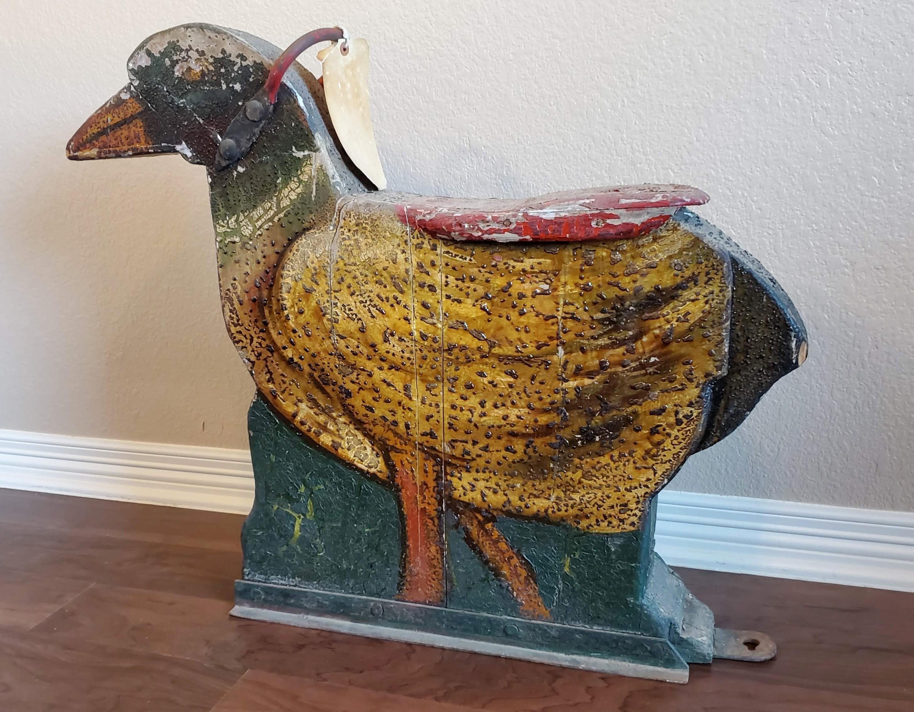 Rara figura di uccello da giostra per bambini antica Carnevale Folk Art in vendita 1