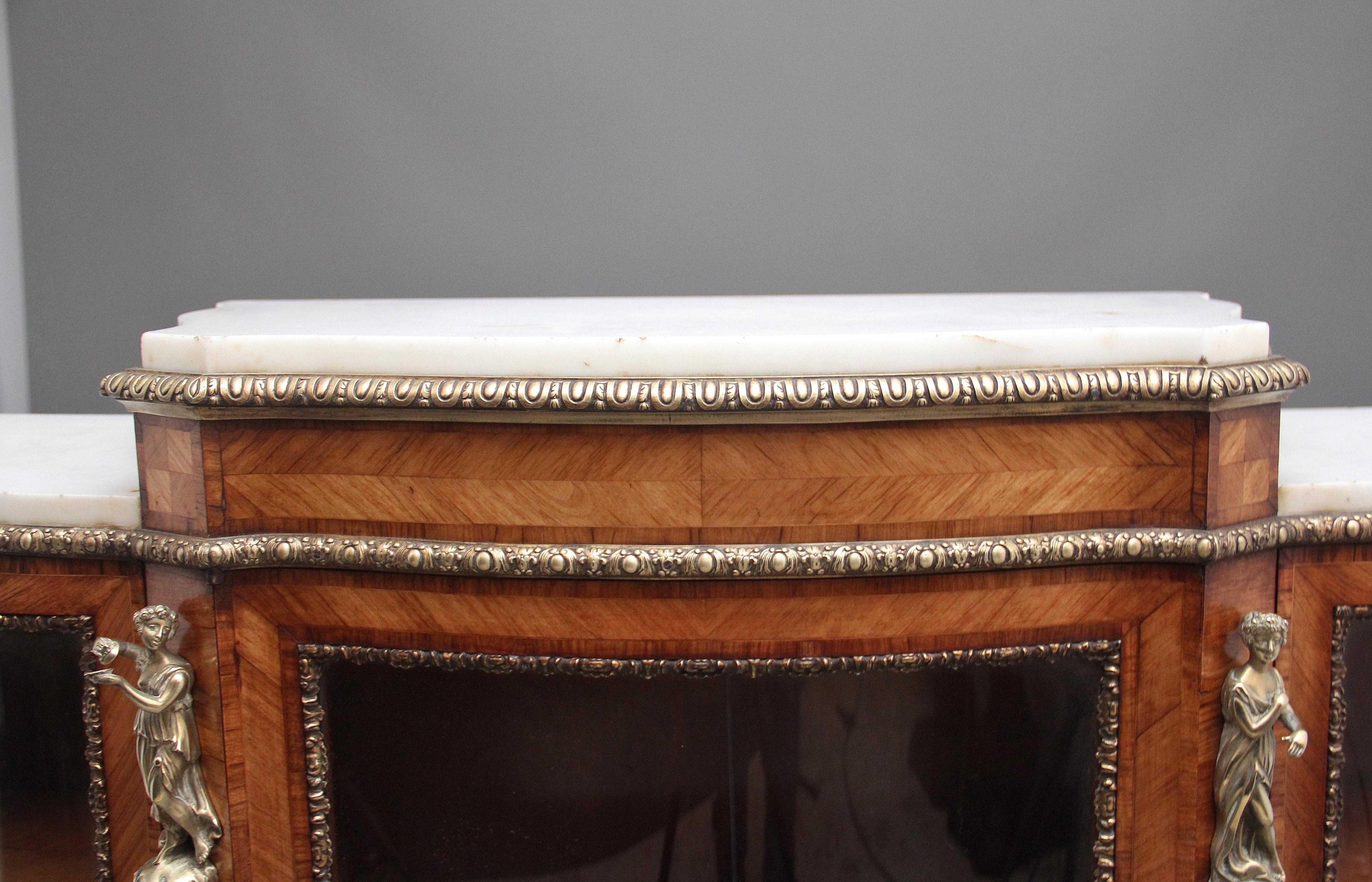 Mid-19th Century 19th Century Kingwood and marble top credenza For Sale