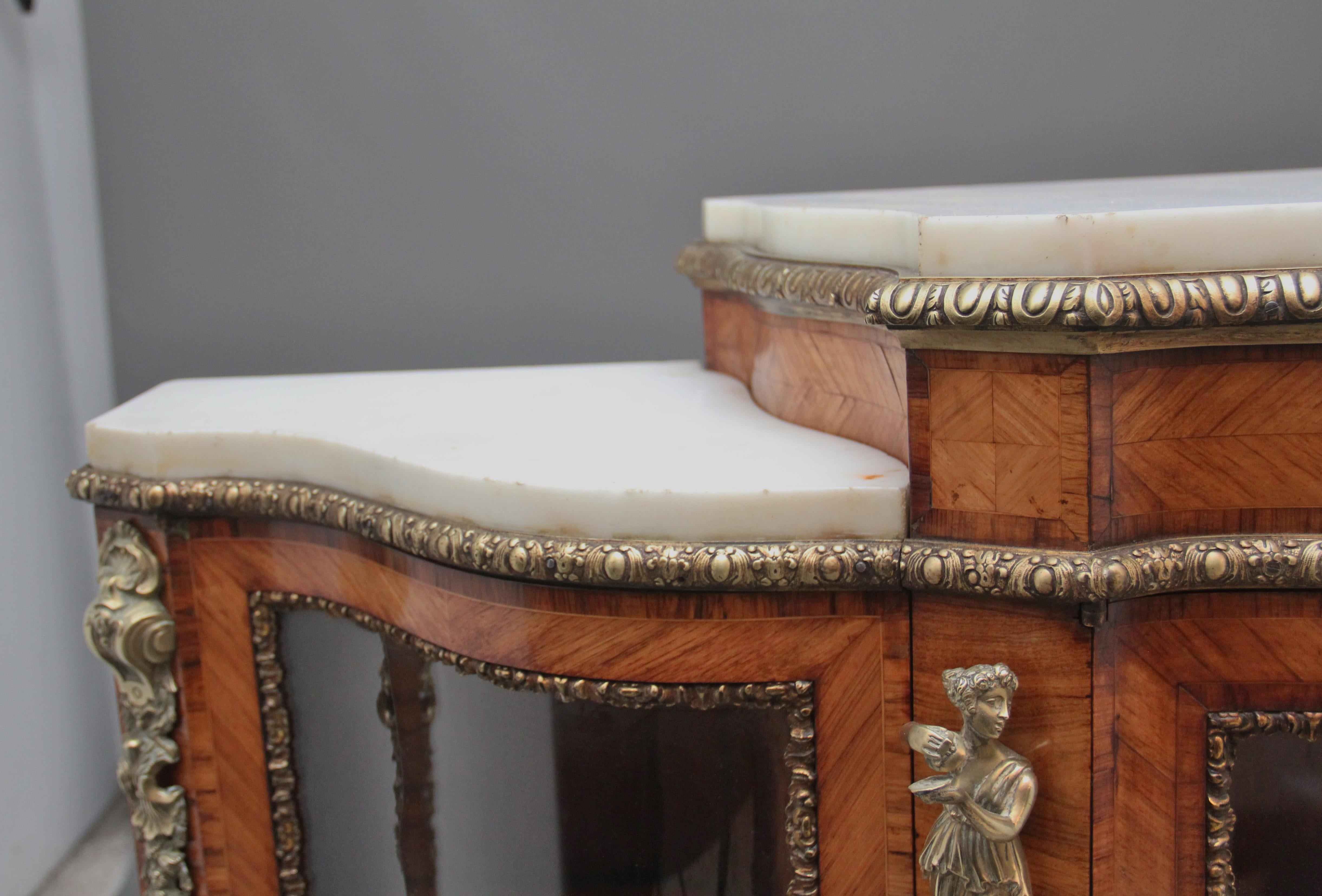 Ormolu 19th Century Kingwood and marble top credenza For Sale