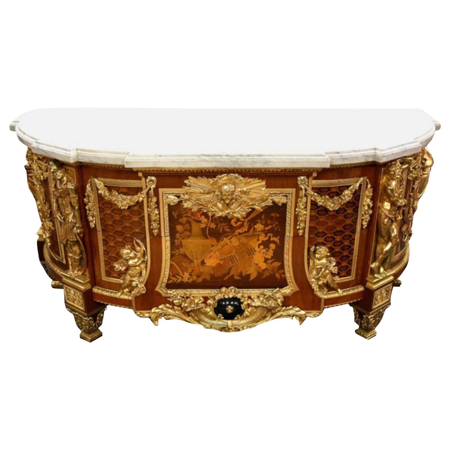 19th Century Kingwood Carrara Marble-Top Commode For Sale