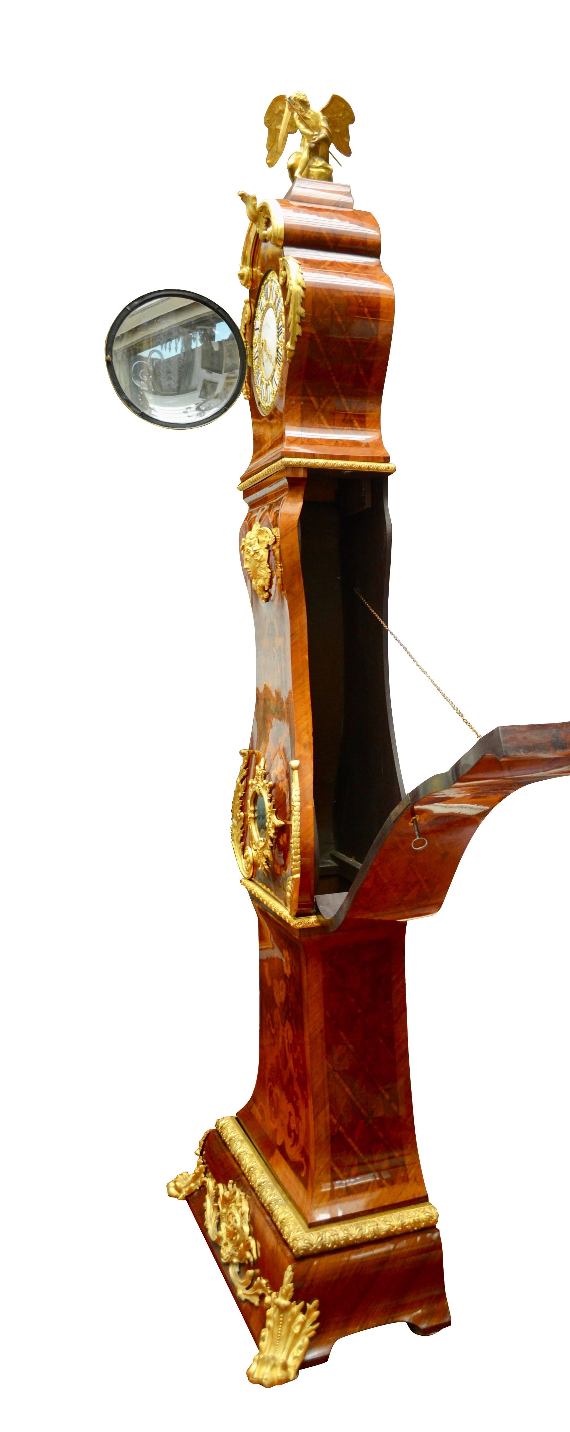 19th Century  KIngwood Marquetry and Gilt Bronze Longcase Clock signed Martinot 7