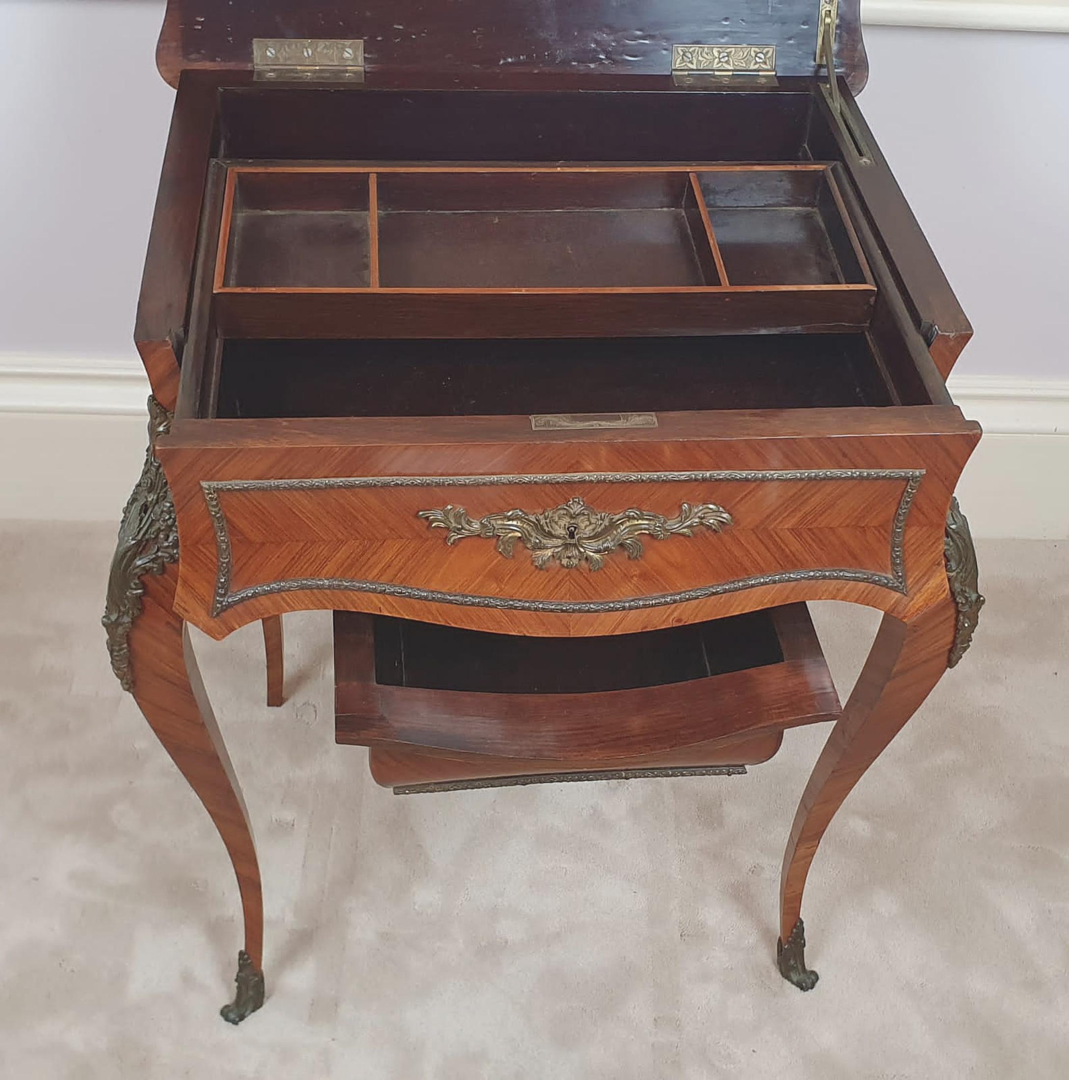 19th Century Kingwood Side or Work Table with Ormolu Mounts For Sale 1