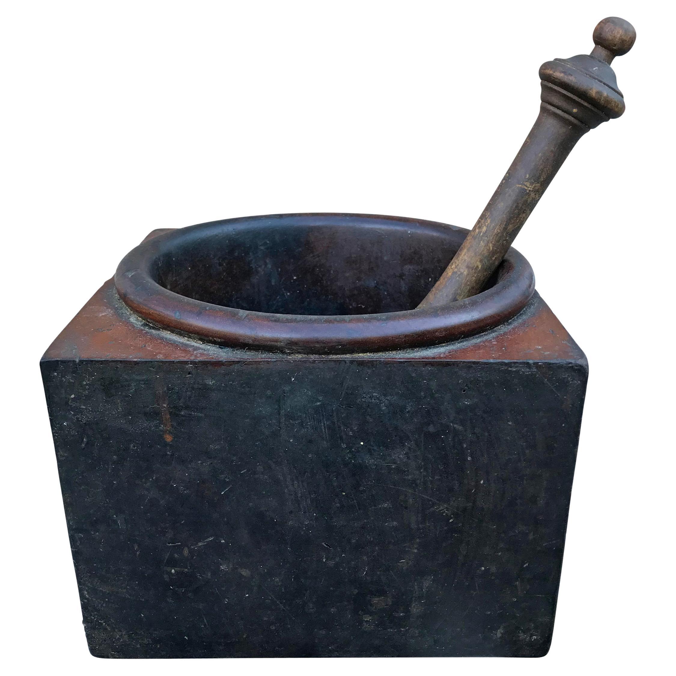 19th Century Kitchen Mortar and Pestle For Sale