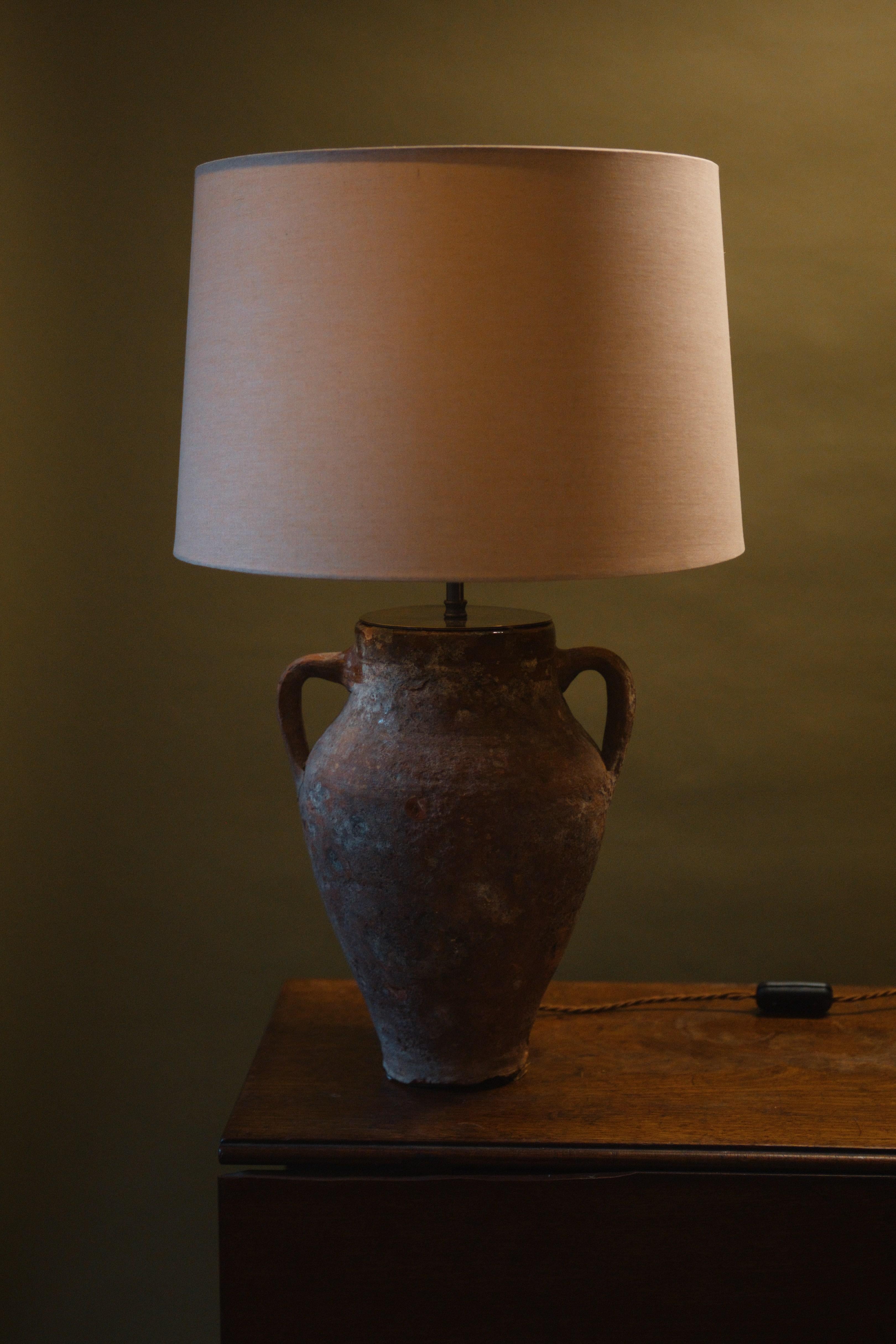 Turkish 20th Century Konya Glazed Pot Lamp – Vintage Handcrafted Mediterranean Lighting