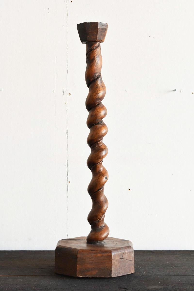 Hand-Crafted 19th Century Korean Antique Wooden Candlestick / Exhibition Stand / Wabi-Sabi